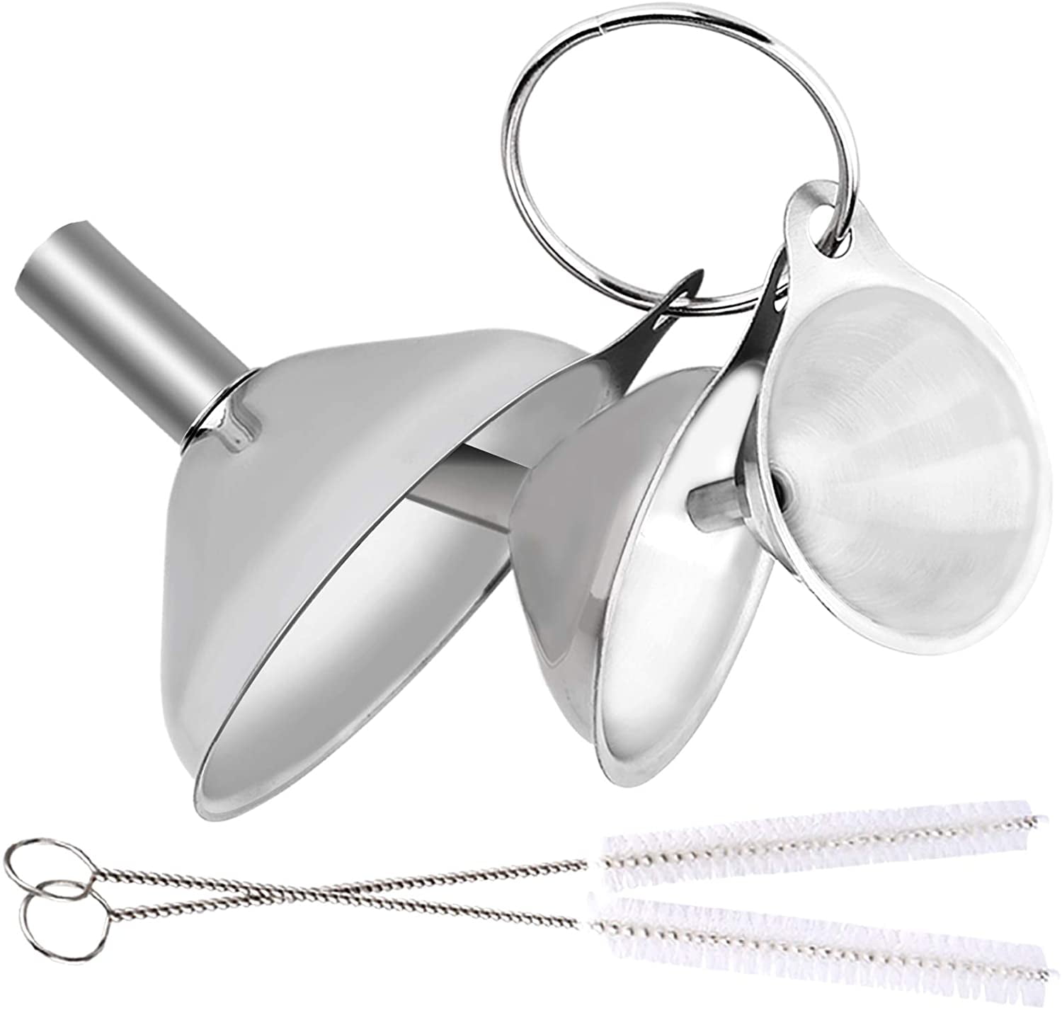 4 Pcs Metal Stainless Steel Funnel, Large Small Funnel Set of 3, Food Grade Mini Funnels for Kitchen Use Filling Bottles Liquor Flask Tiny Spice Cooking Powder Water Silver - Image 7