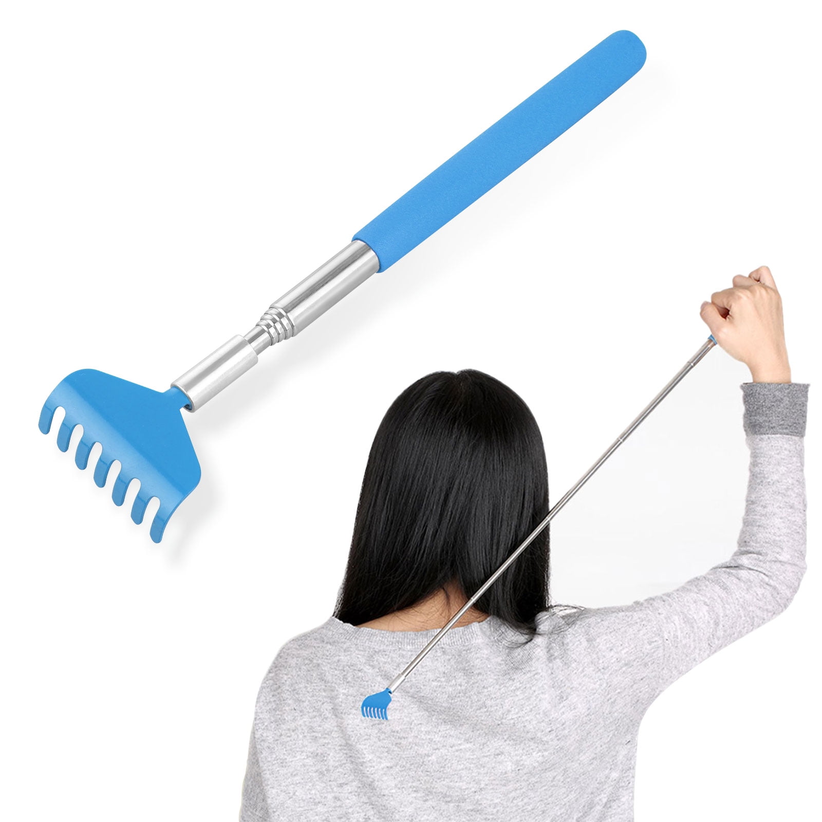 GLUAAE Retractable Telescoping Back Scratchers Stainless Steel with Non Slip Handle Extends 27 Inches Assorted Colors 4-pack Blue,Yellow,Red,Green - Image 3