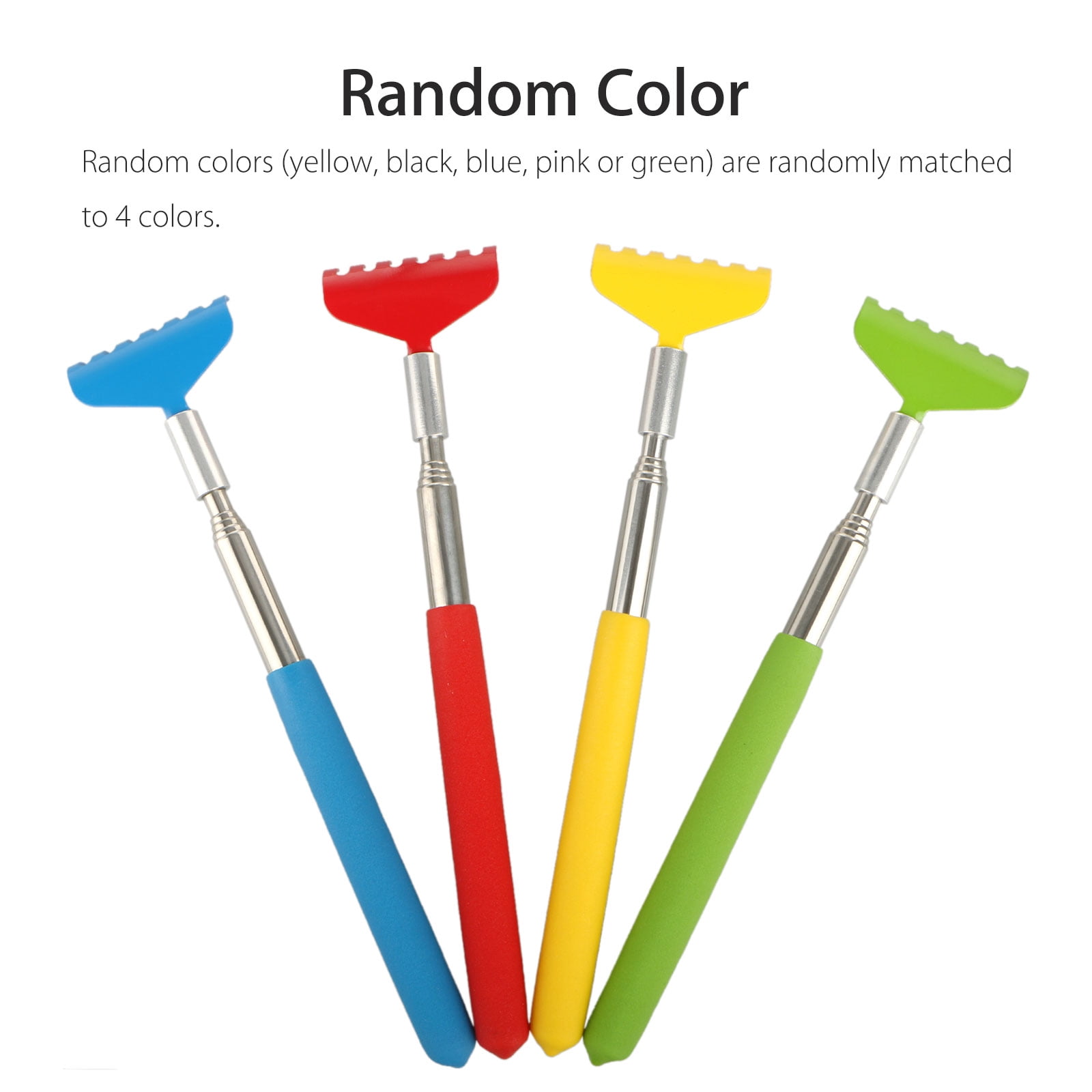 GLUAAE Retractable Telescoping Back Scratchers Stainless Steel with Non Slip Handle Extends 27 Inches Assorted Colors 4-pack Blue,Yellow,Red,Green - Image 5