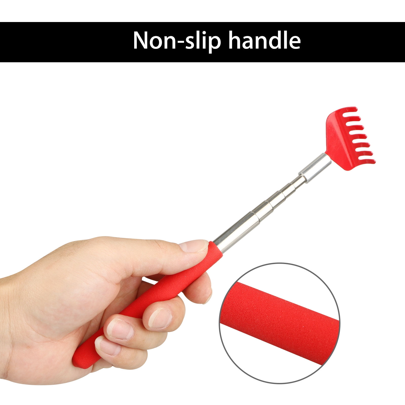 GLUAAE Retractable Telescoping Back Scratchers Stainless Steel with Non Slip Handle Extends 27 Inches Assorted Colors 4-pack Blue,Yellow,Red,Green - Image 8