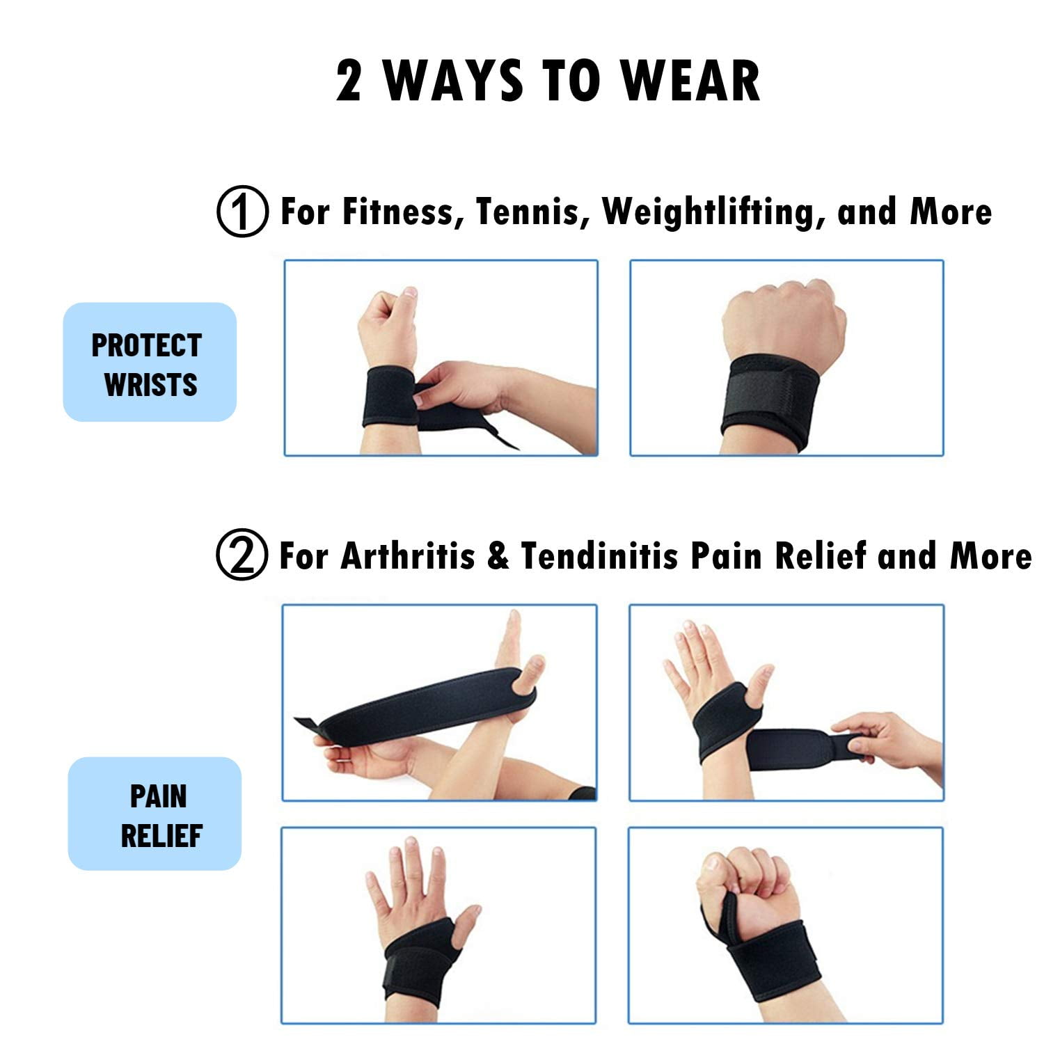 2 Pack Adjustable Sport Wrist Brace, Wrist Support, Wrist Wrap, Wrist Strap - Image 4
