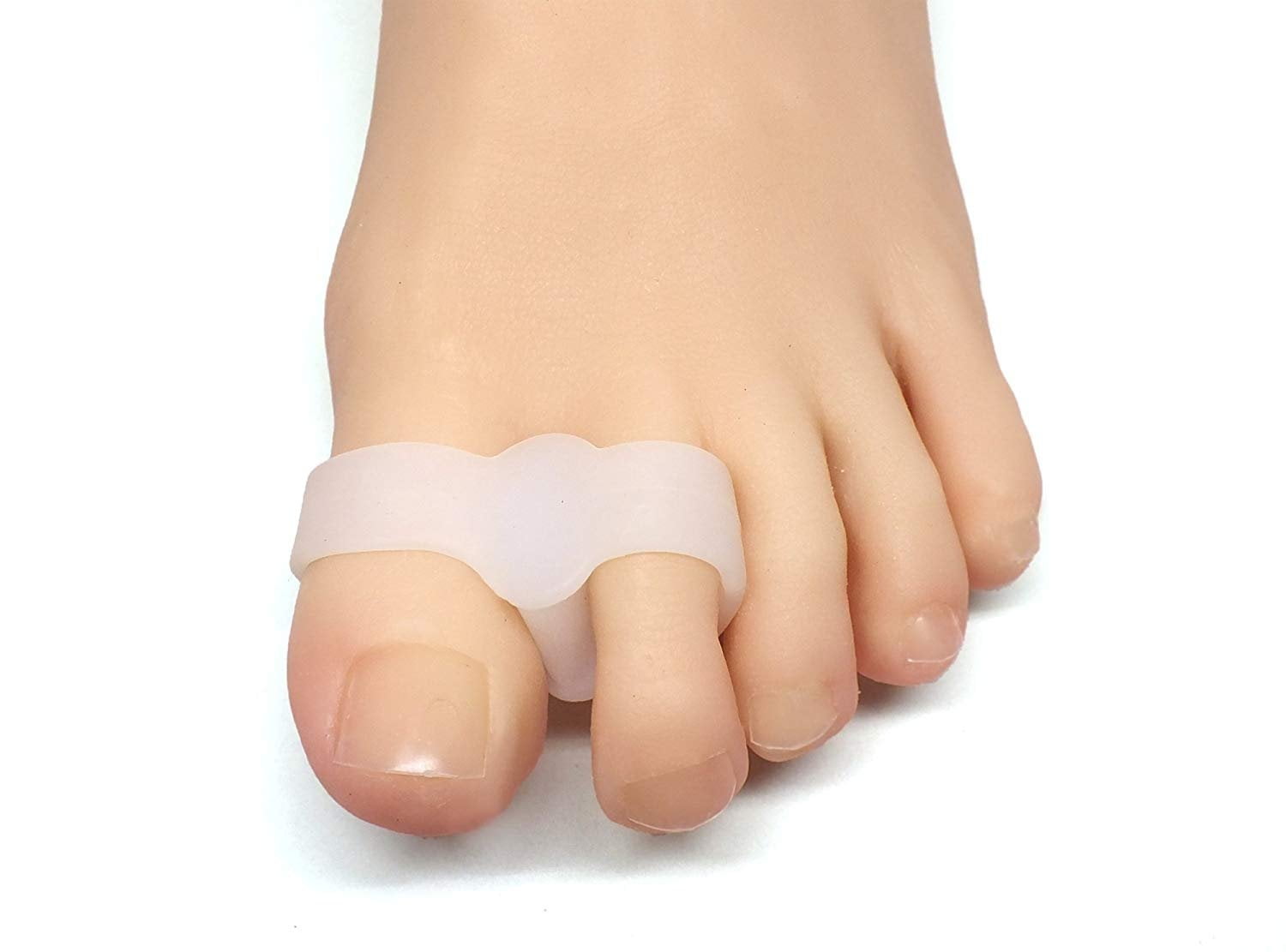 Toe Separators with 2 Loops - Pack of 4 Soft Gel Bunion Correctors - White - Image 1