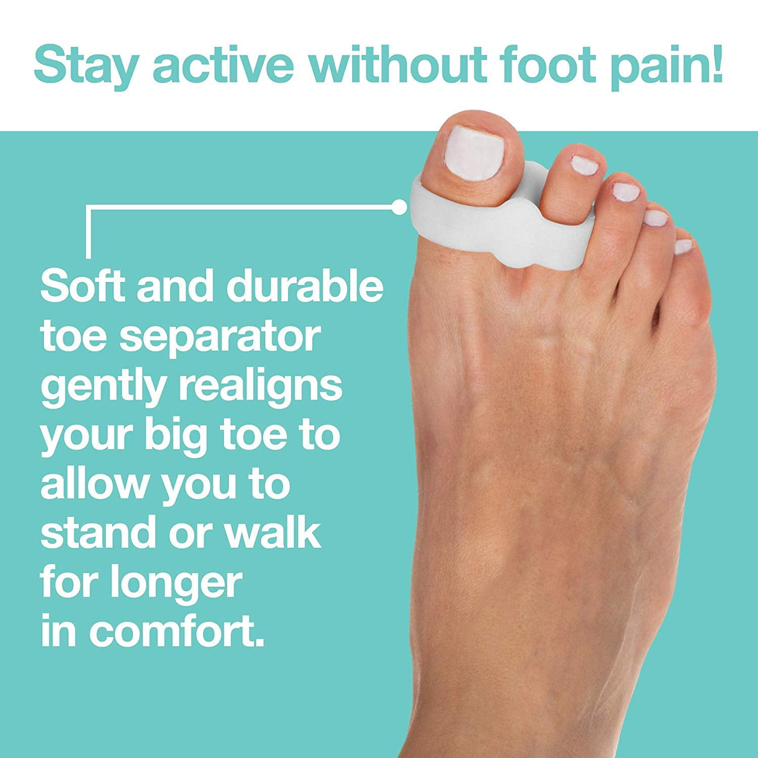 Toe Separators with 2 Loops - Pack of 4 Soft Gel Bunion Correctors - White - Image 2