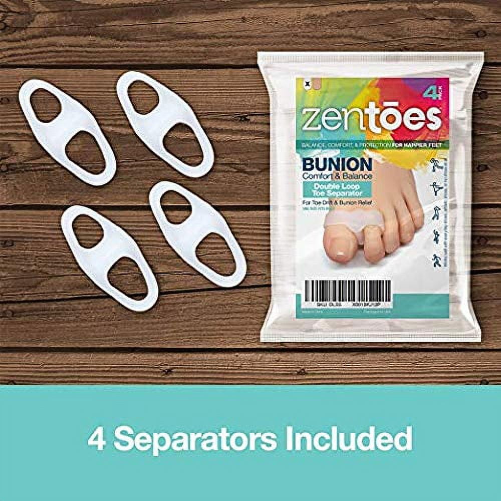 Toe Separators with 2 Loops - Pack of 4 Soft Gel Bunion Correctors - White - Image 3