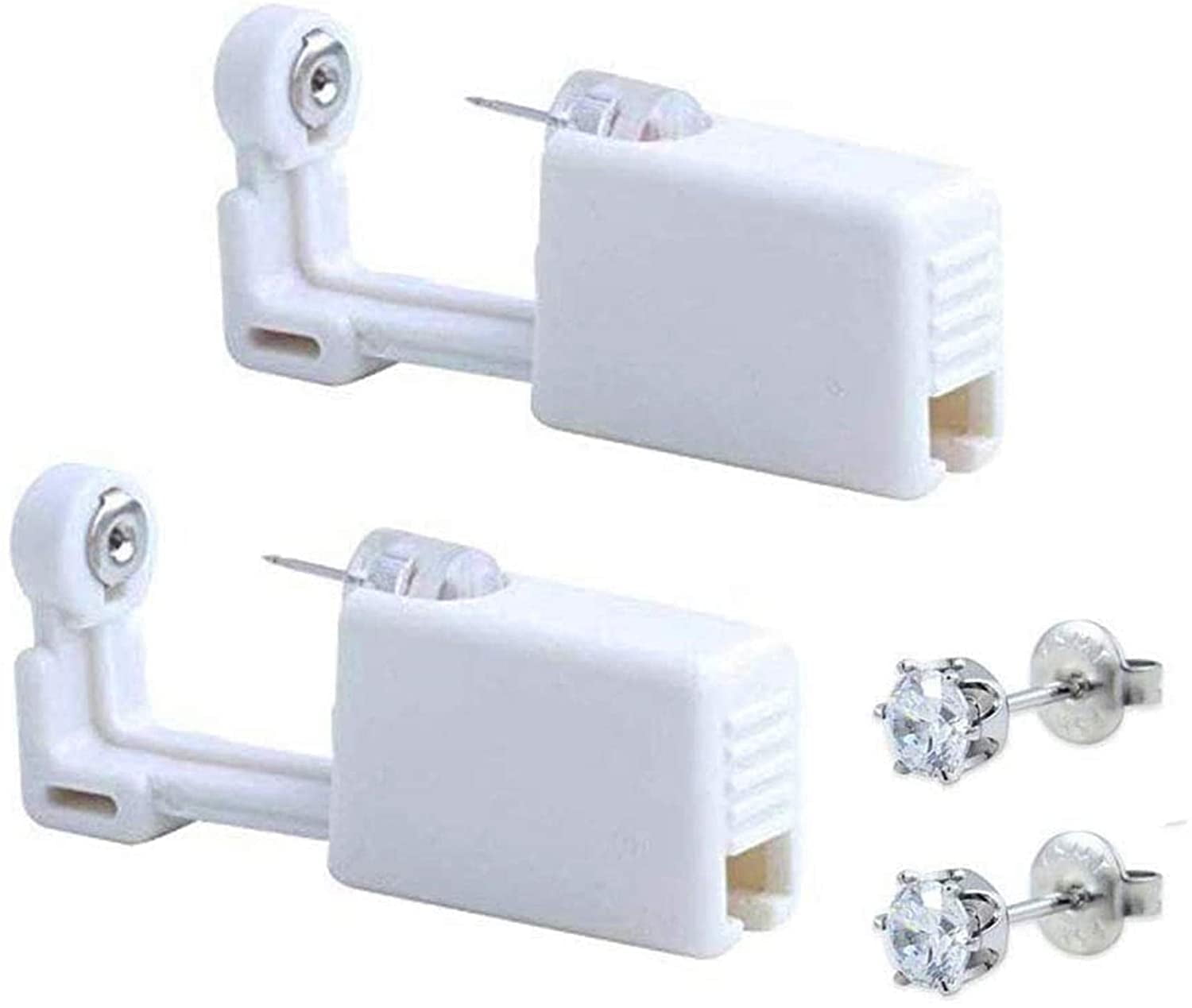 2 Pack Self Ear Piercing Gun Kit, Disposable Piercing Kit, No Pain, Easy to Use Ear Piercing Tool with Stud Earrings White By EKIDAZB - Image 1