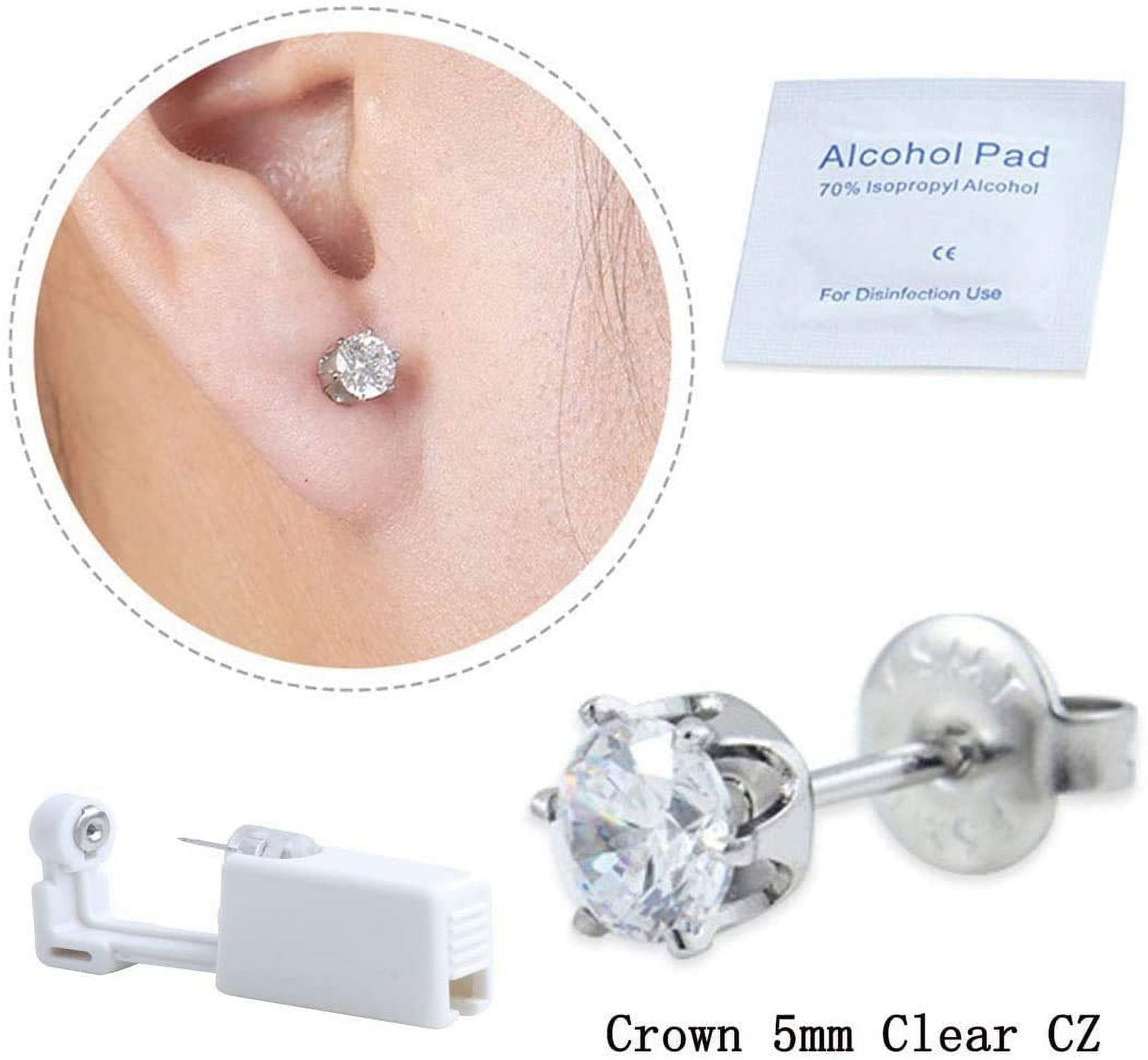 2 Pack Self Ear Piercing Gun Kit, Disposable Piercing Kit, No Pain, Easy to Use Ear Piercing Tool with Stud Earrings White By EKIDAZB - Image 2