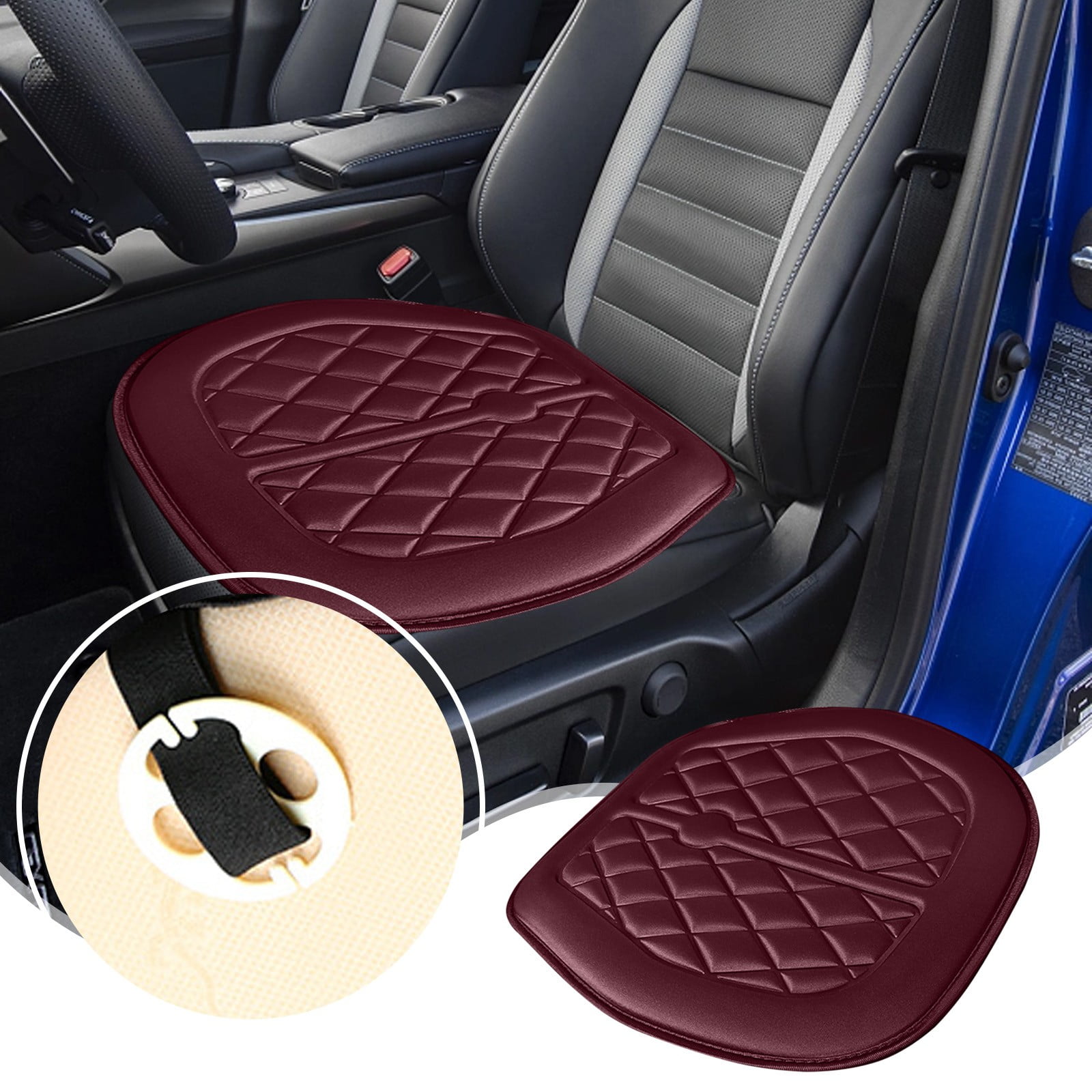 Car Seat Cushion, Driver Seat Cushion with Comfort Memory Foam & Non-Slip Rubber Bottom, Car Seat Pad Works with 95% of Vehicles and Office Chair or Home 48x48cm/18.89x18.89 inches Black - Image 8