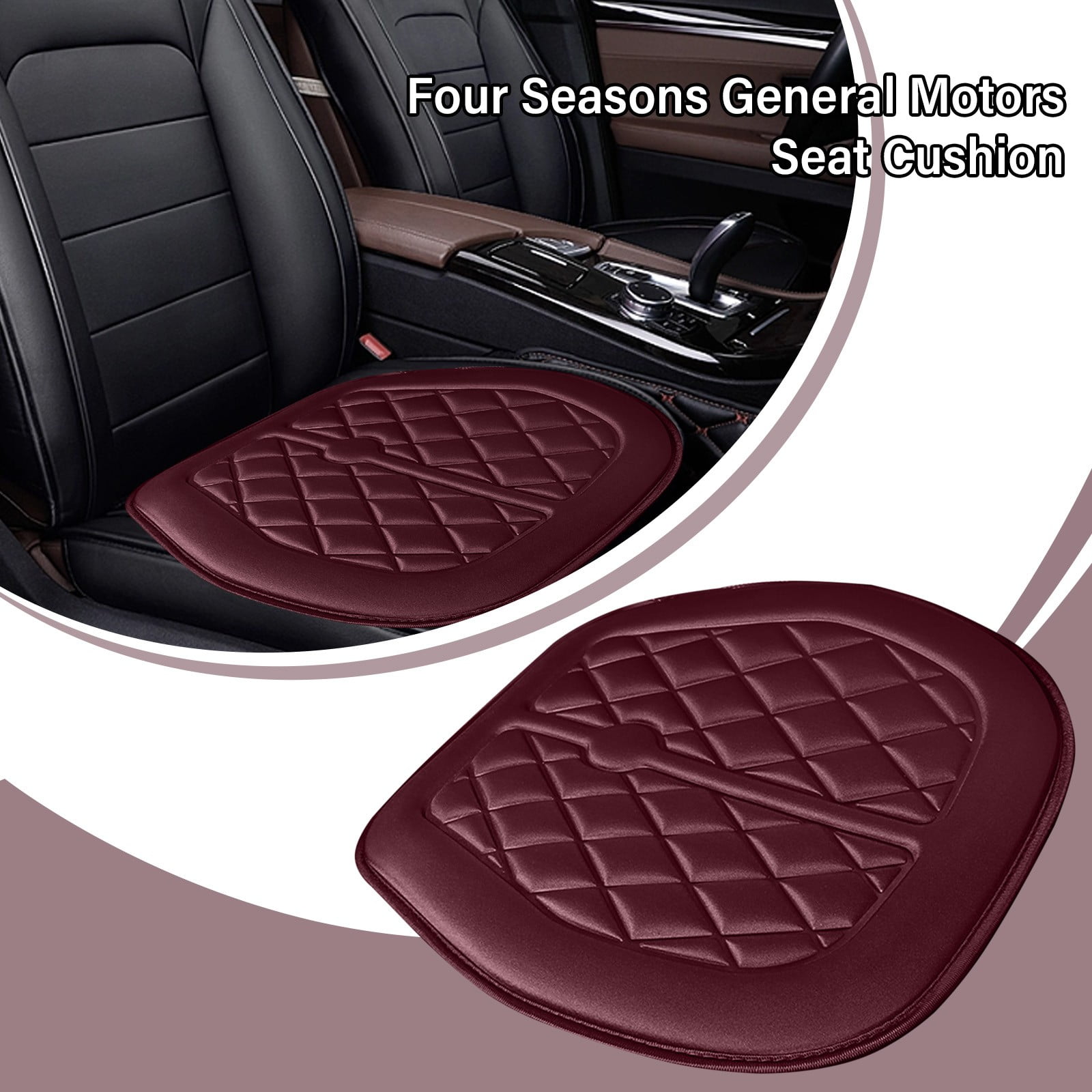 Car Seat Cushion, Driver Seat Cushion with Comfort Memory Foam & Non-Slip Rubber Bottom, Car Seat Pad Works with 95% of Vehicles and Office Chair or Home 48x48cm/18.89x18.89 inches Red - Image 5