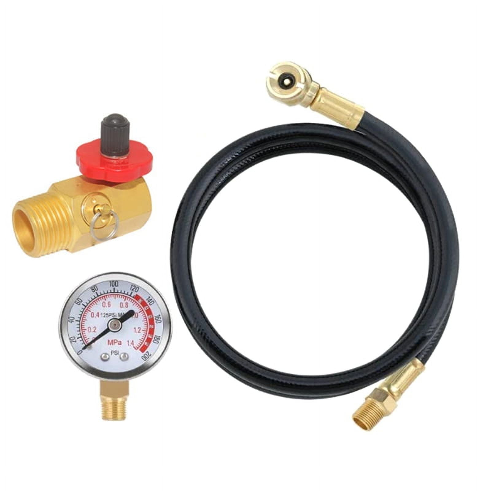 Air Tank Repair Kit W/Safety Valve, Pressure Gauge and 4 Feet Hose Assembly for Portable Carry - Image 1