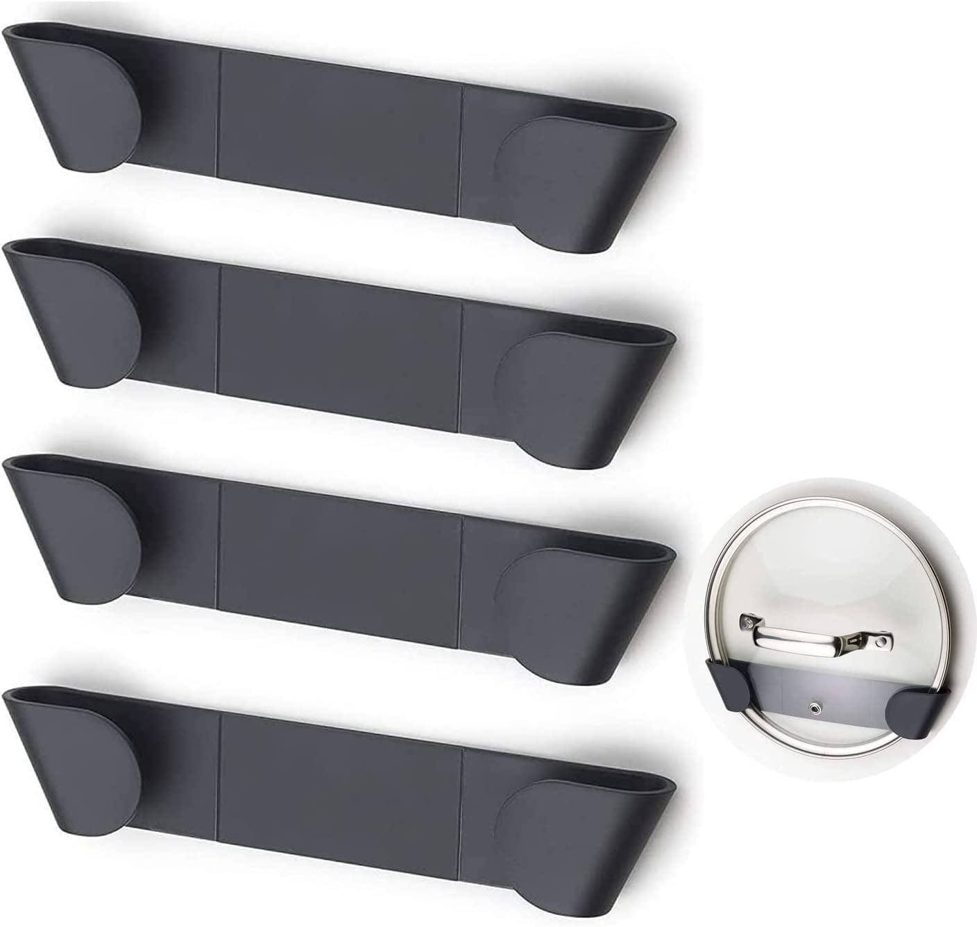 Pan Lid Holder, Pot Lid Organizer for Cabinet Door, Pan Pot Cover Holder for Kitchen, Set of 4 - Image 1