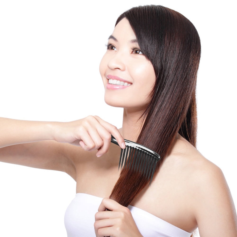 Large Wide Tooth Comb Handle Detangling Reduce Hair Loss Brush Tool (Black) Black - Image 6
