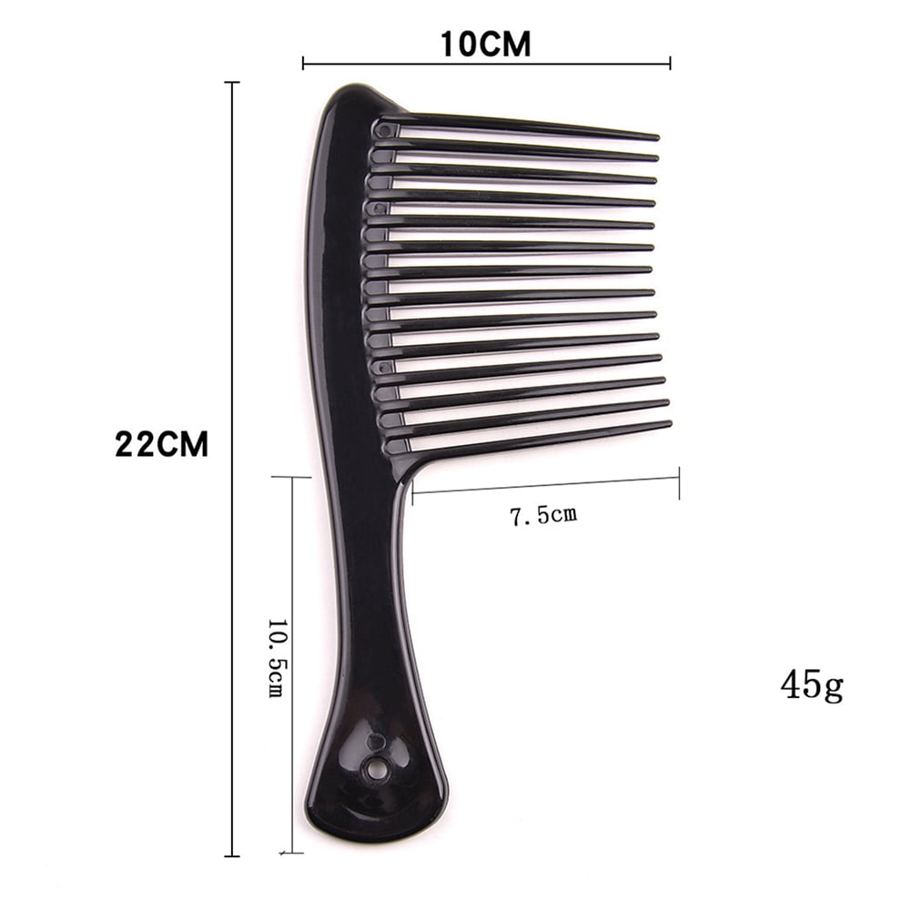Large Wide Tooth Comb Handle Detangling Reduce Hair Loss Brush Tool (Black) Black - Image 8