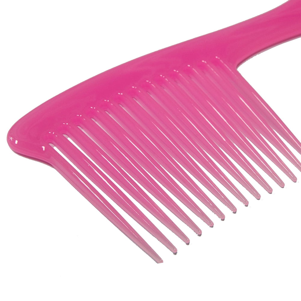 Large Wide Tooth Comb Handle Detangling Reduce Hair Loss Brush Tool (Black) Pink - Image 7