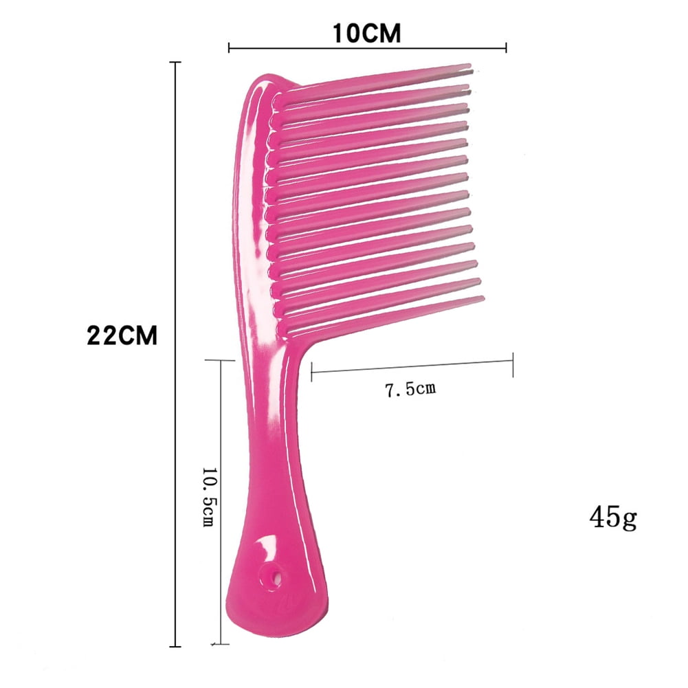 Large Wide Tooth Comb Handle Detangling Reduce Hair Loss Brush Tool (Black) Pink - Image 8