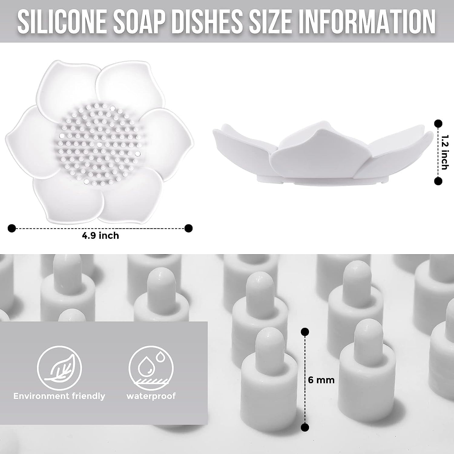Silicone Soap Dishes with Draining - Lotus Shaped Bathroom Bar Soap Holder for Shower - Soap Tray for Kitchen Sink - Floral Shape Soap Saver for Counter Bathtub(1/4 Pack) Blue - Image 5