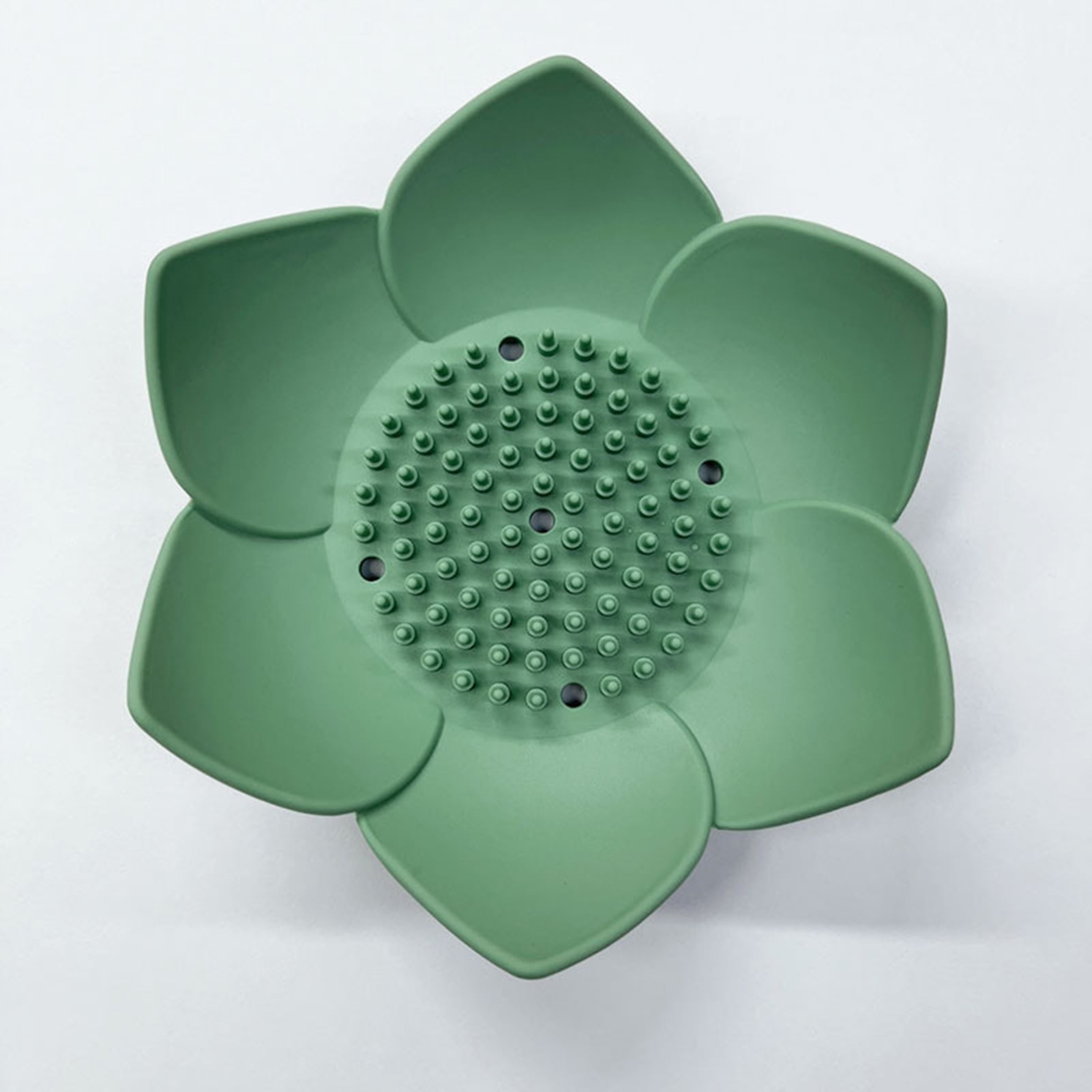 Silicone Soap Dishes with Draining - Lotus Shaped Bathroom Bar Soap Holder for Shower - Soap Tray for Kitchen Sink - Floral Shape Soap Saver for Counter Bathtub(1/4 Pack) Green - Image 1