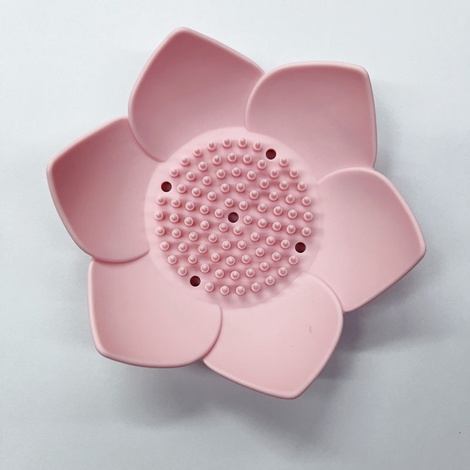 Silicone Soap Dishes with Draining - Lotus Shaped Bathroom Bar Soap Holder for Shower - Soap Tray for Kitchen Sink - Floral Shape Soap Saver for Counter Bathtub(1/4 Pack) Pink - Image 1