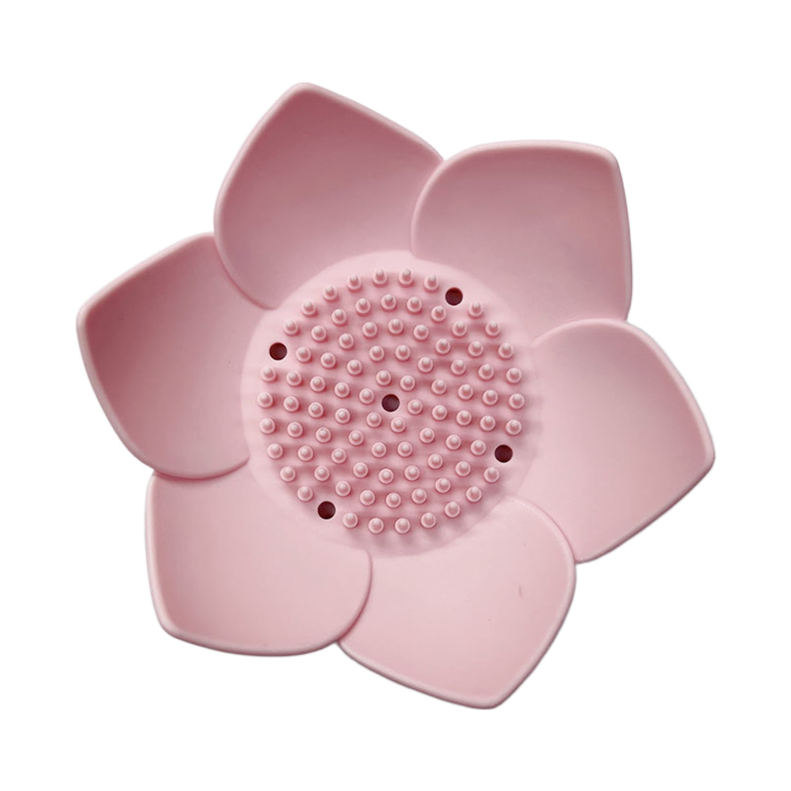 Silicone Soap Dishes with Draining - Lotus Shaped Bathroom Bar Soap Holder for Shower - Soap Tray for Kitchen Sink - Floral Shape Soap Saver for Counter Bathtub(1/4 Pack) Pink - Image 7