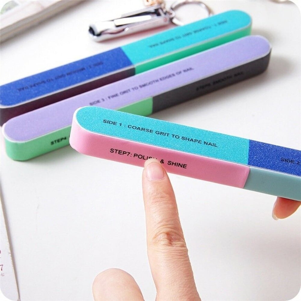 Visland 7 Way Nail File and Buffer Block Nail Buffering Files 7 Steps Washable Emery Boards Professional Manicure Tools Random Color-1PC - Image 2
