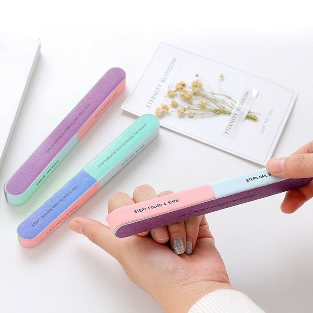 Visland 7 Way Nail File and Buffer Block Nail Buffering Files 7 Steps Washable Emery Boards Professional Manicure Tools Random Color-1PC - Image 3
