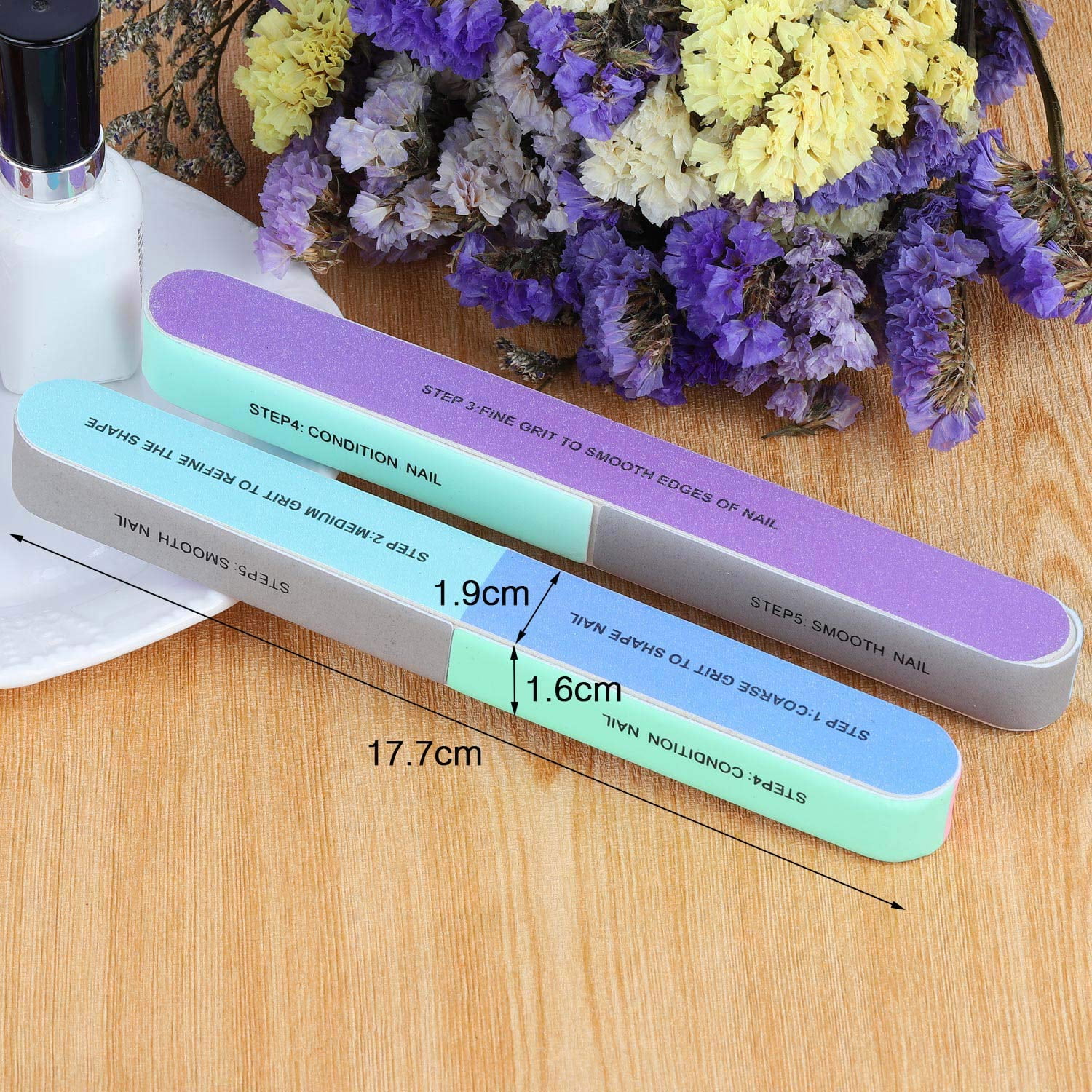 Visland 7 Way Nail File and Buffer Block Nail Buffering Files 7 Steps Washable Emery Boards Professional Manicure Tools Random Color-1PC - Image 7