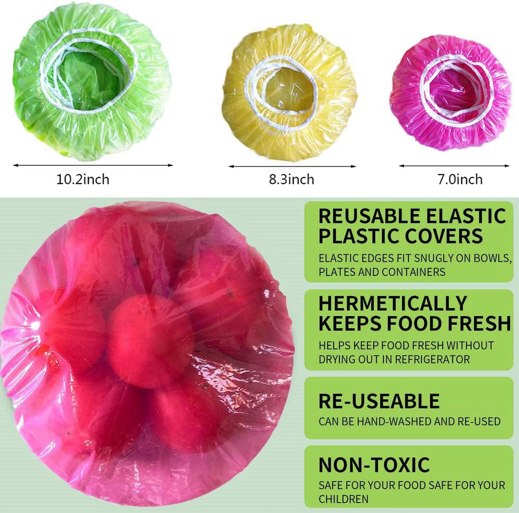 Elastic Food Storage Covers Reusable Stretch Plastic Wrap Bowl Covers Elastic Alternative to Foil for Family Outdoor Picnic 3 Size (60) Other - Image 5