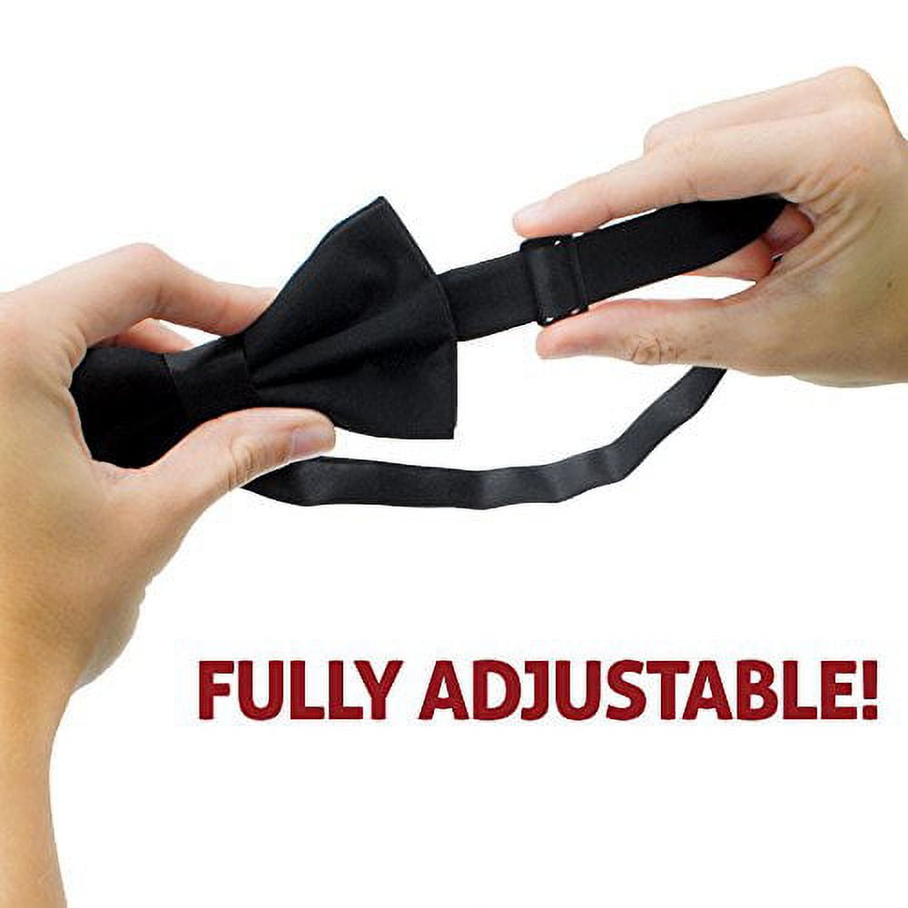 Brybelly Formal Black Casino & Poker Dealer Pre-tied Adjustable Bow Tie - Image 2