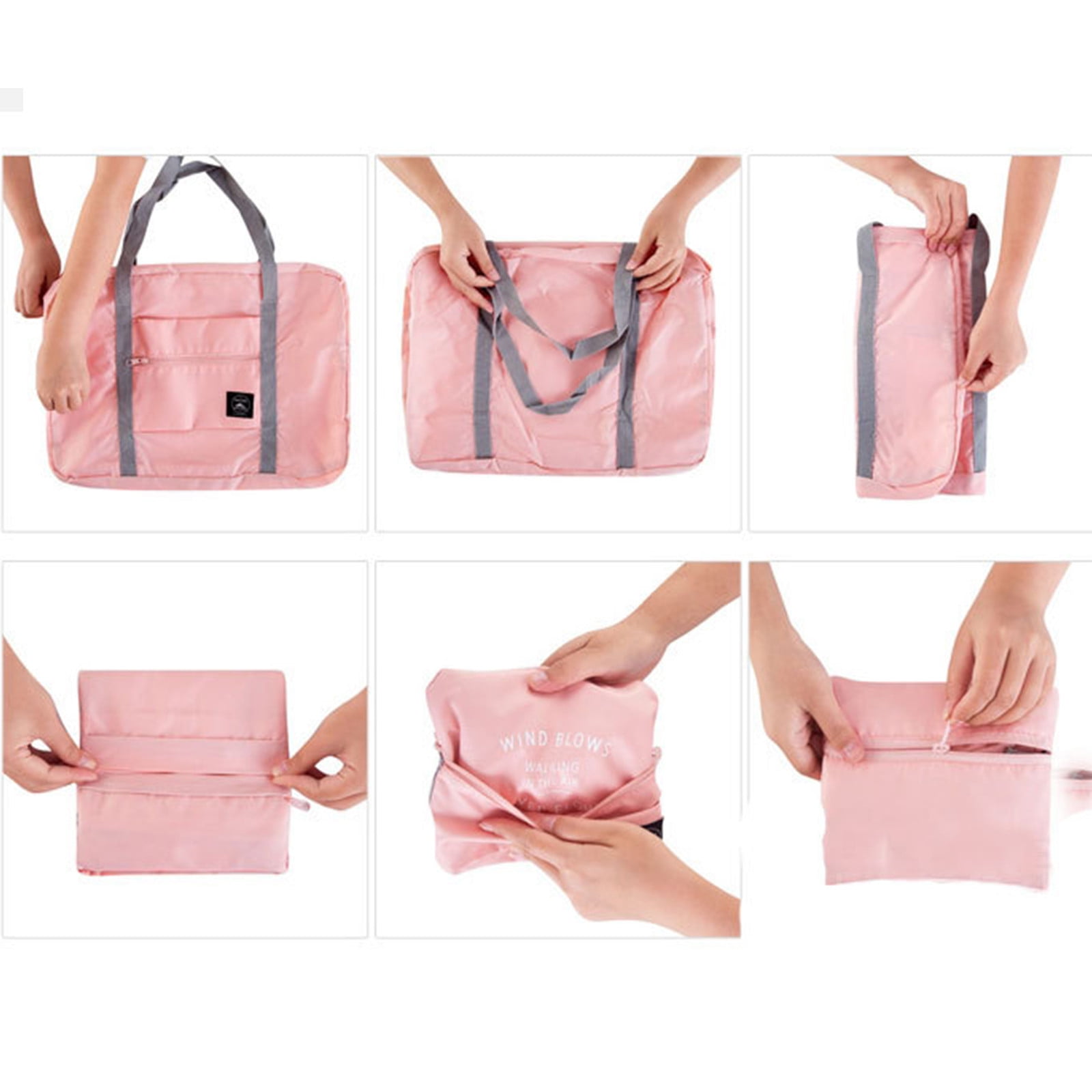 Foldable Travel Duffel Bag Tote Carry On Luggage Sport Duffle Week-ender Overnight For Women And Girls A-Pink - Image 3
