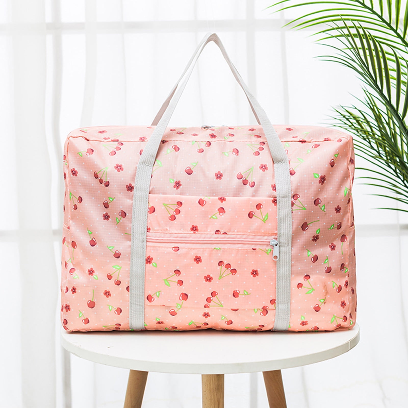 Foldable Travel Duffel Bag Tote Carry On Luggage Sport Duffle Week-ender Overnight For Women And Girls B-Pink - Image 1