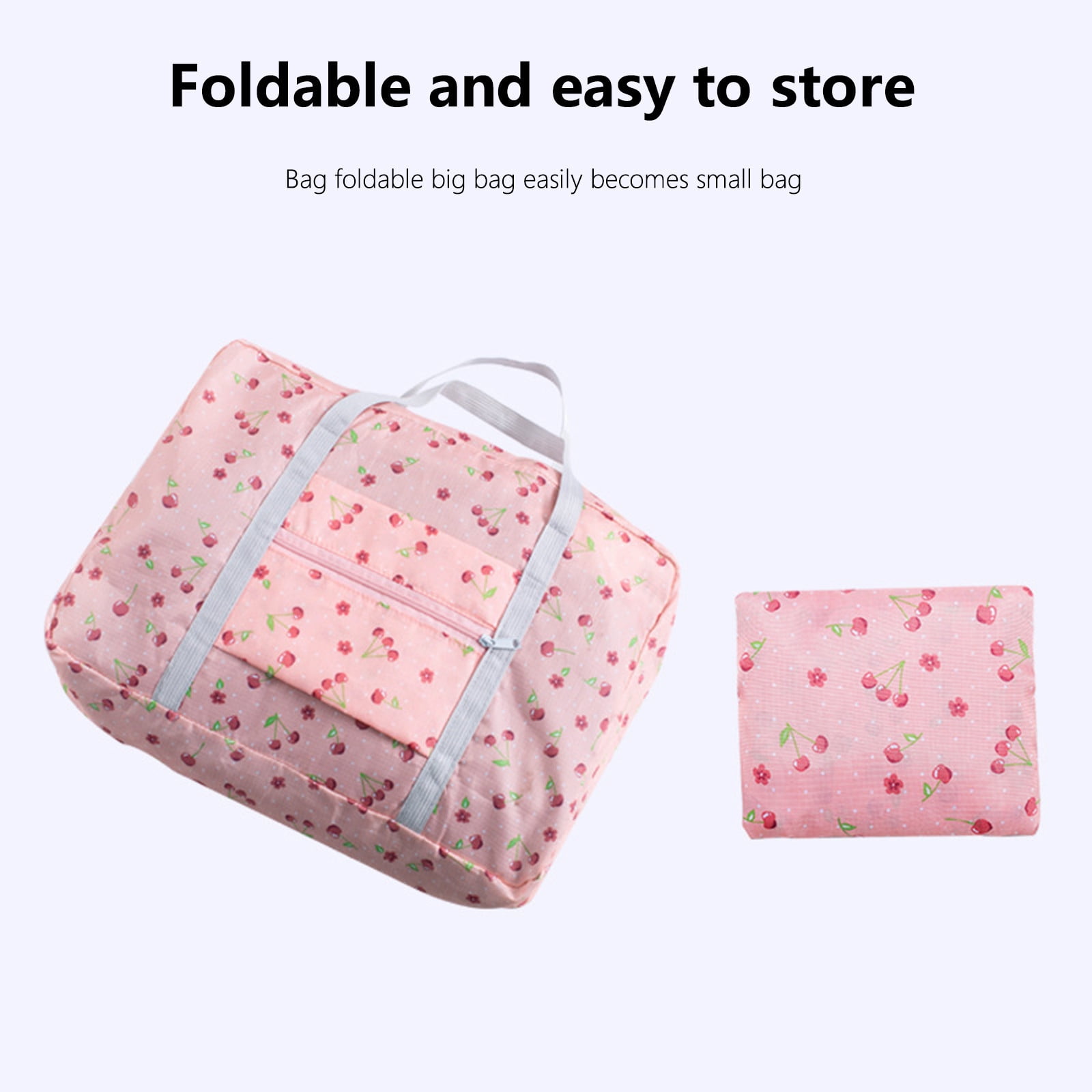 Foldable Travel Duffel Bag Tote Carry On Luggage Sport Duffle Week-ender Overnight For Women And Girls B-Pink - Image 5