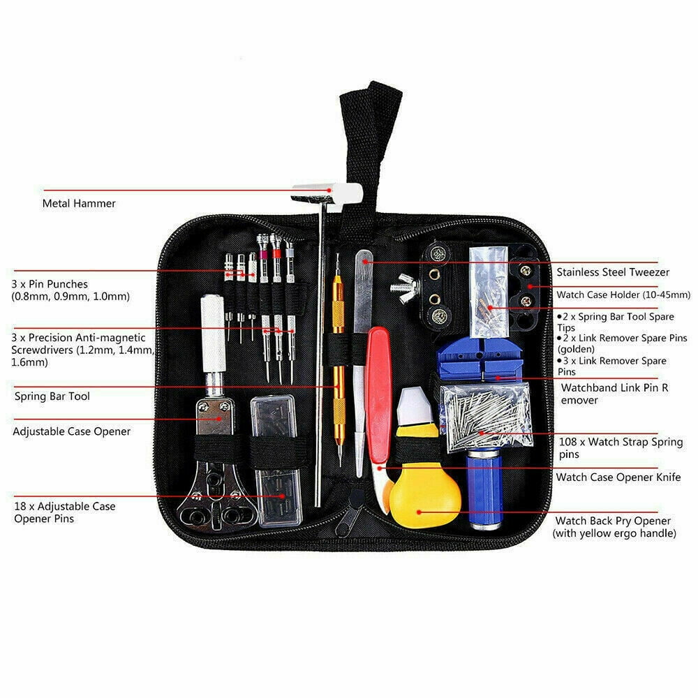 Glam Hobby Lightweight Watch Repair Tools & Kits with Carrying Case & Hammer, 147 Pieces - Image 2