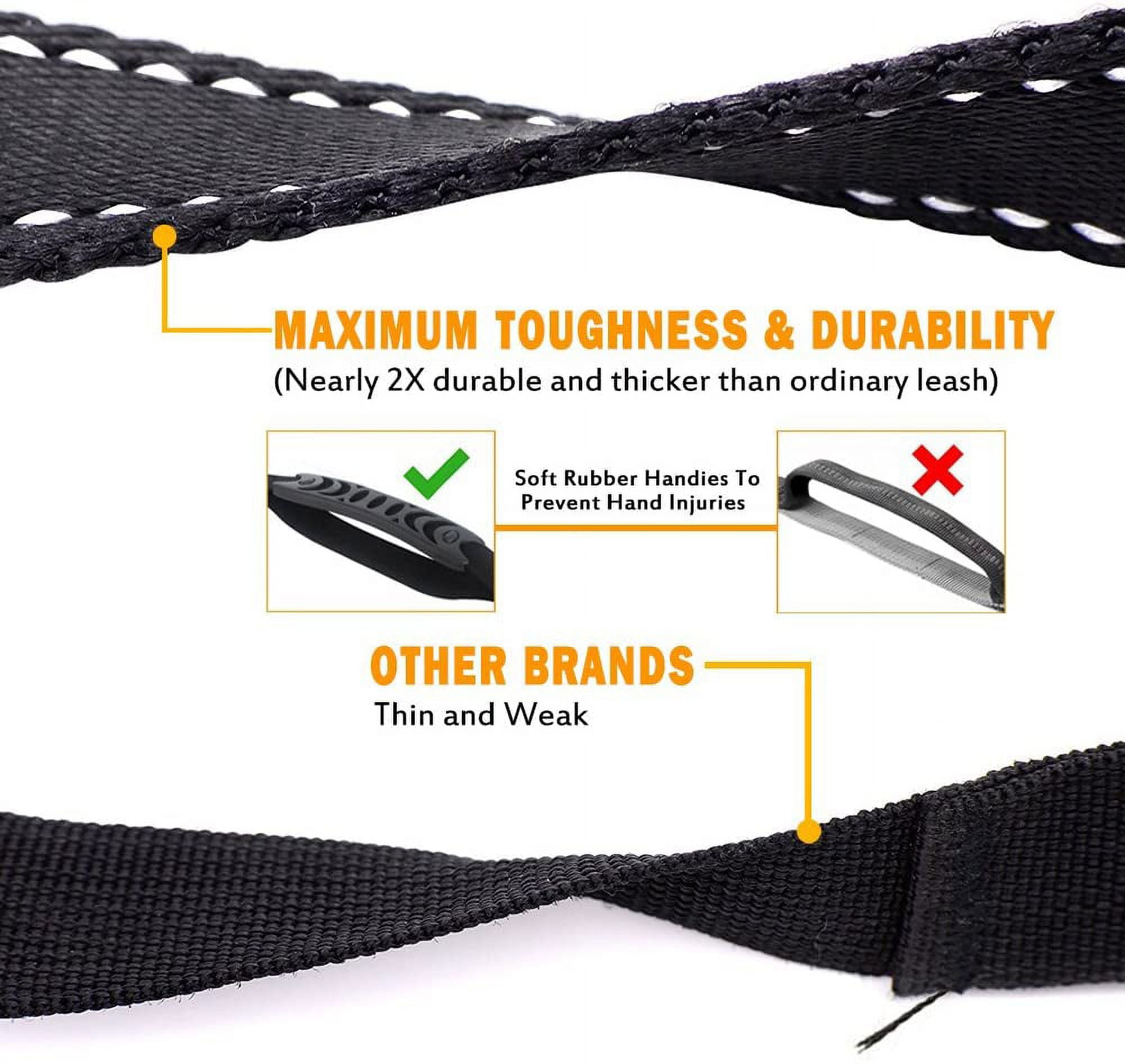 Keyohome Heavy Duty Dog Leash Especially Large Dogs Up to 150lbs, 4-6 Ft Reflective Dog Walking Training Shock Absorbing Bungee L Black - Image 2