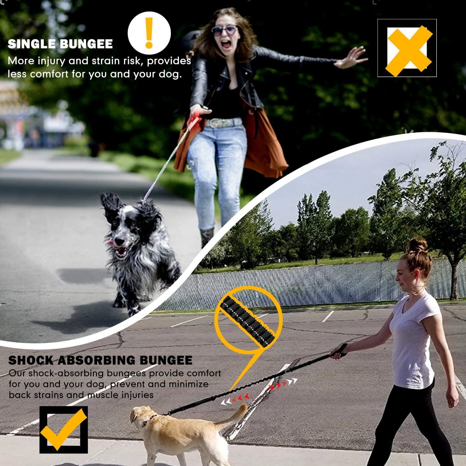 Keyohome Heavy Duty Dog Leash Especially Large Dogs Up to 150lbs, 4-6 Ft Reflective Dog Walking Training Shock Absorbing Bungee L Black - Image 5