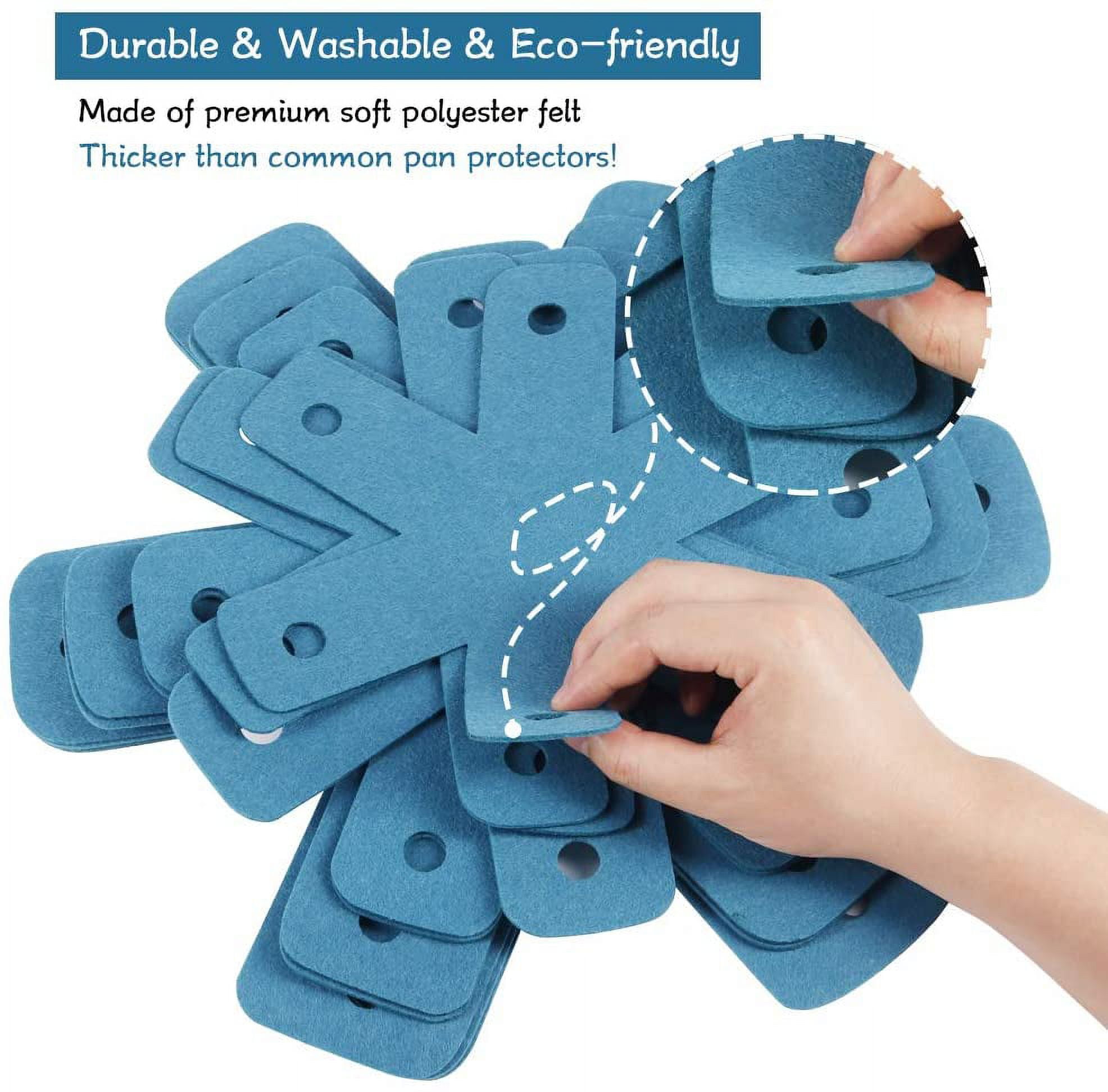 Pot Pan Protectors, Set of 12 and 4 Different Sizes, Larger & Thicker Pan Pot Separator Pads for Stacking and Protecting Your Cookware Cyan - Image 7