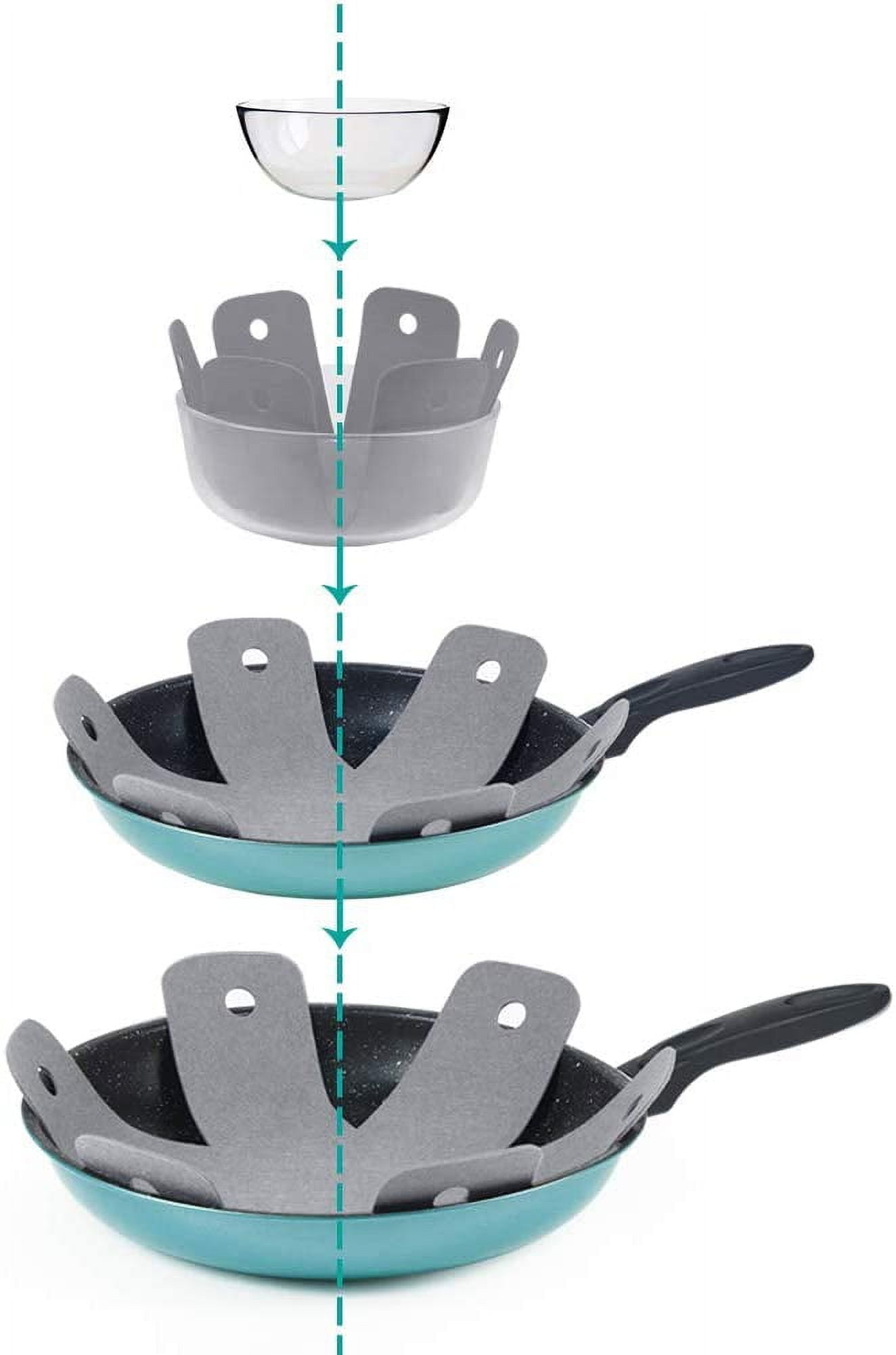 Pot Pan Protectors, Set of 12 and 4 Different Sizes, Larger & Thicker Pan Pot Separator Pads for Stacking and Protecting Your Cookware Cyan Gray - Image 3