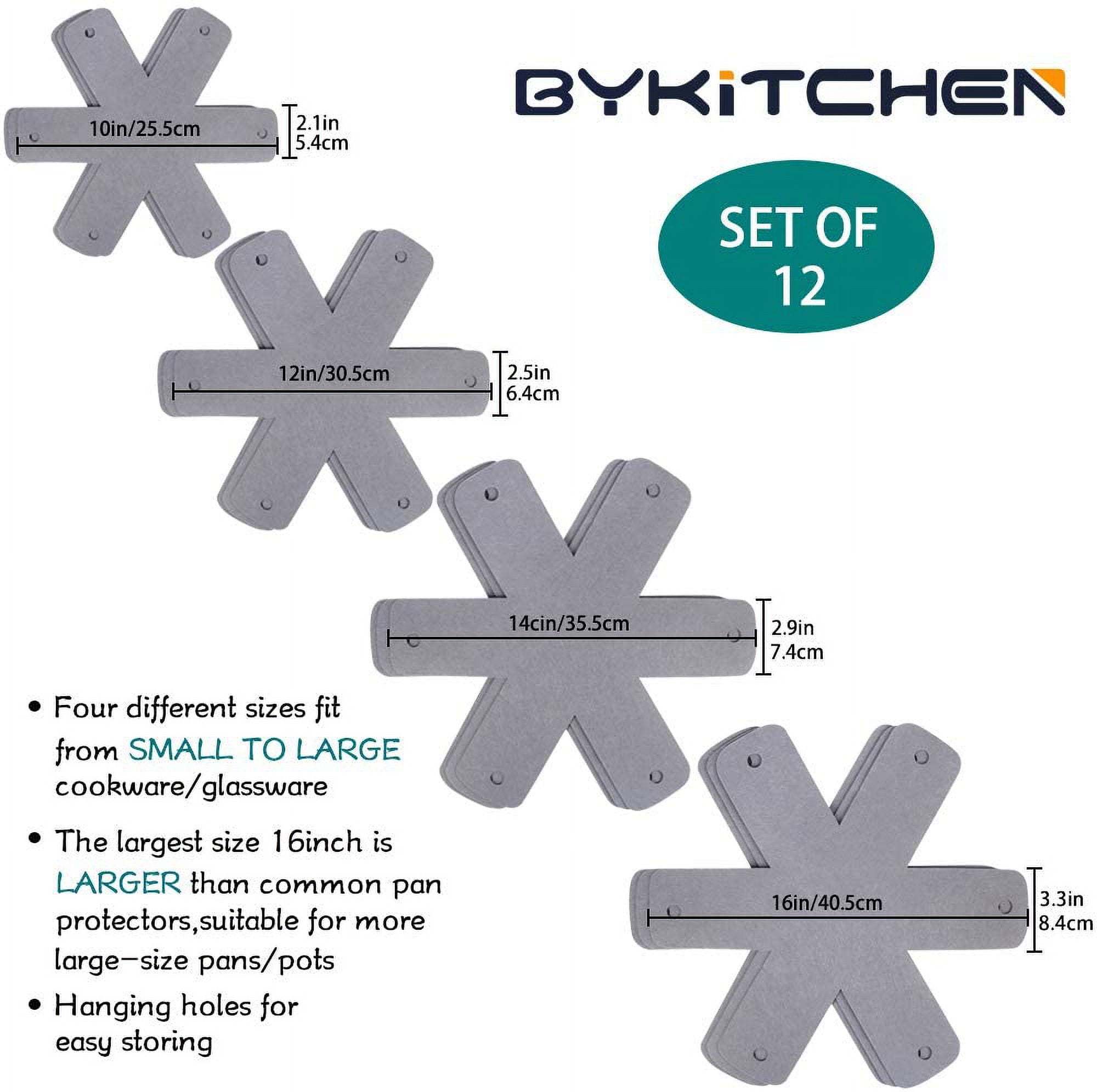 Pot Pan Protectors, Set of 12 and 4 Different Sizes, Larger & Thicker Pan Pot Separator Pads for Stacking and Protecting Your Cookware Cyan Gray - Image 4