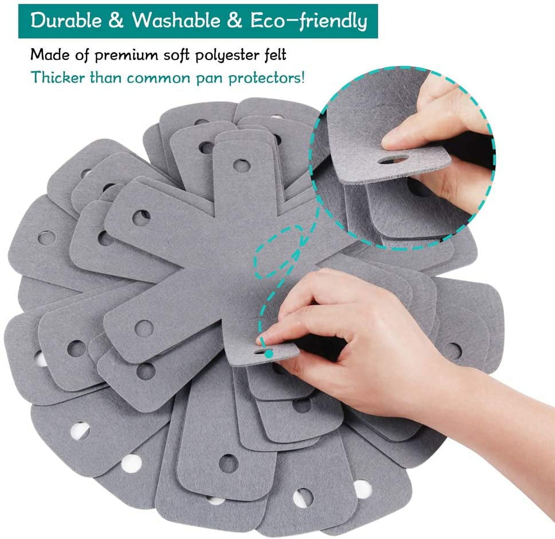 Pot Pan Protectors, Set of 12 and 4 Different Sizes, Larger & Thicker Pan Pot Separator Pads for Stacking and Protecting Your Cookware Cyan Gray - Image 7