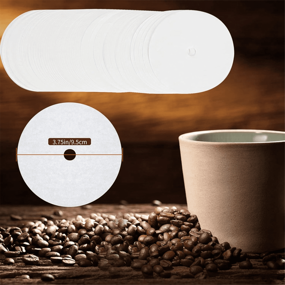 400Pcs Unbleached Percolator Coffee Filters, 3.75In Disposable Coffee Paper Filter, Disc Coffee Filters White - Image 2