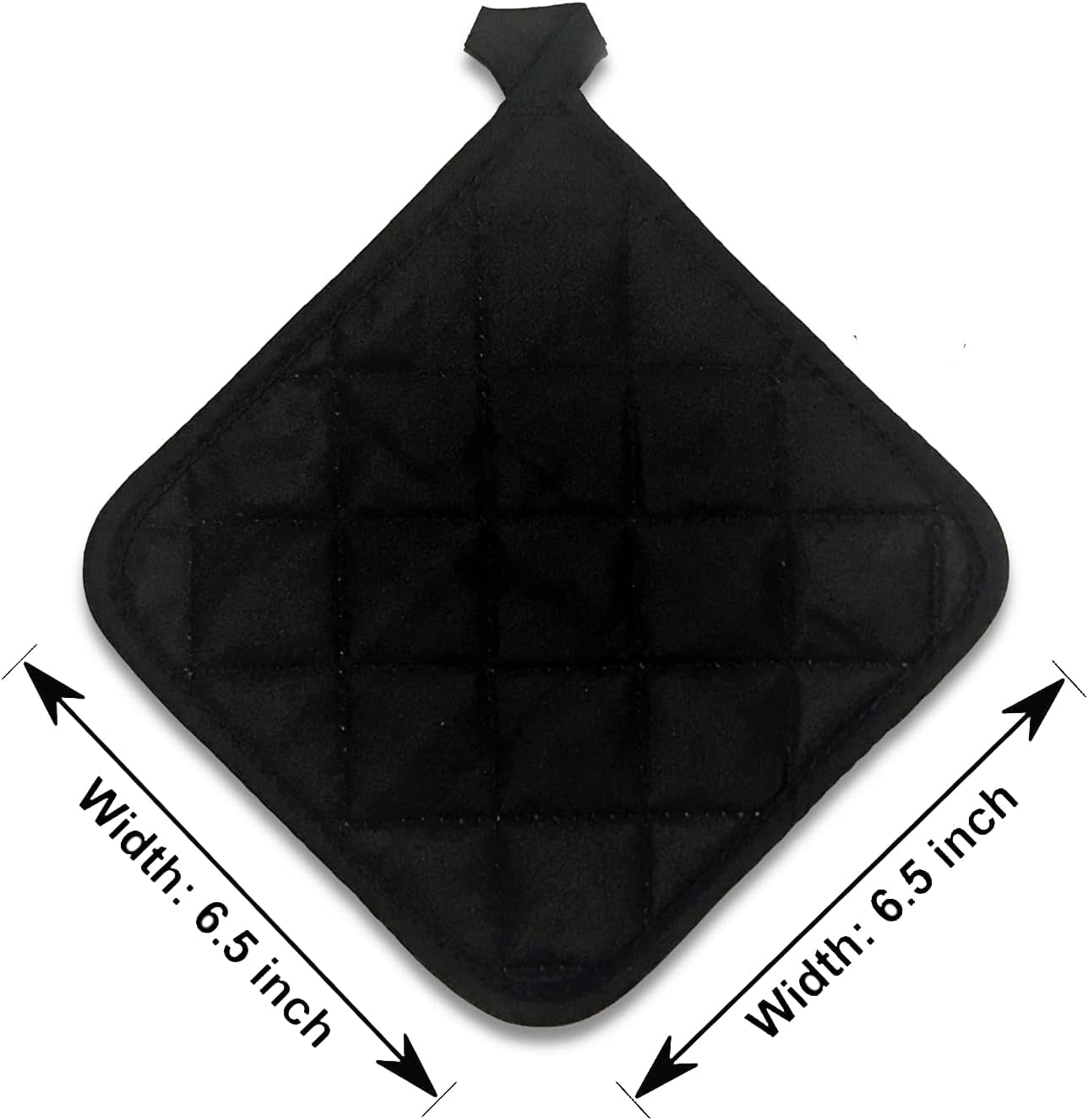 5Pcs Kitchen Pot Holders Set Heat Resistant Pure Cotton Potholders Kit Trivets Large Coasters Hot Pads Pot Holders for Everyday Cooking and Baking by 6.5 x 6.5 Inch Black - Image 2