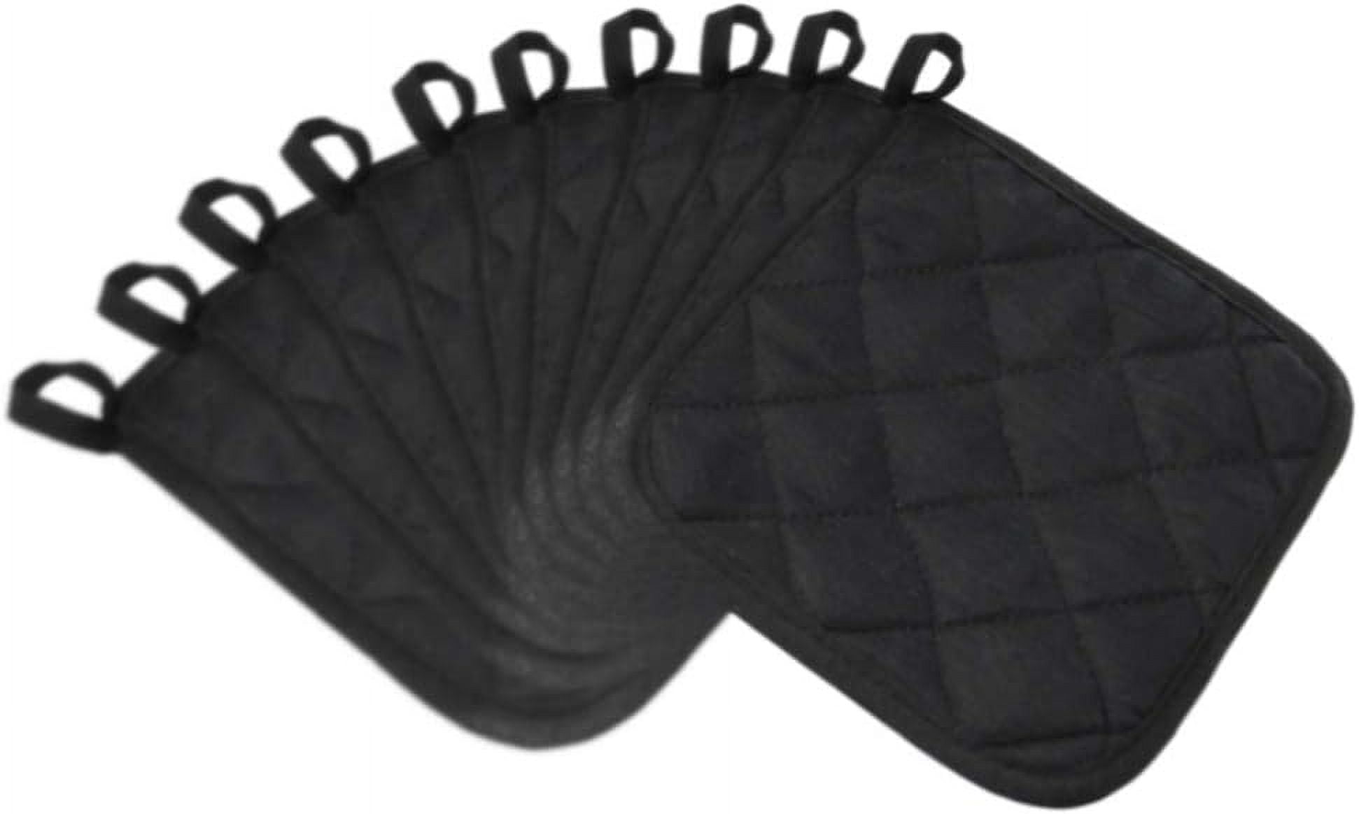 5Pcs Kitchen Pot Holders Set Heat Resistant Pure Cotton Potholders Kit Trivets Large Coasters Hot Pads Pot Holders for Everyday Cooking and Baking by 6.5 x 6.5 Inch Black - Image 5
