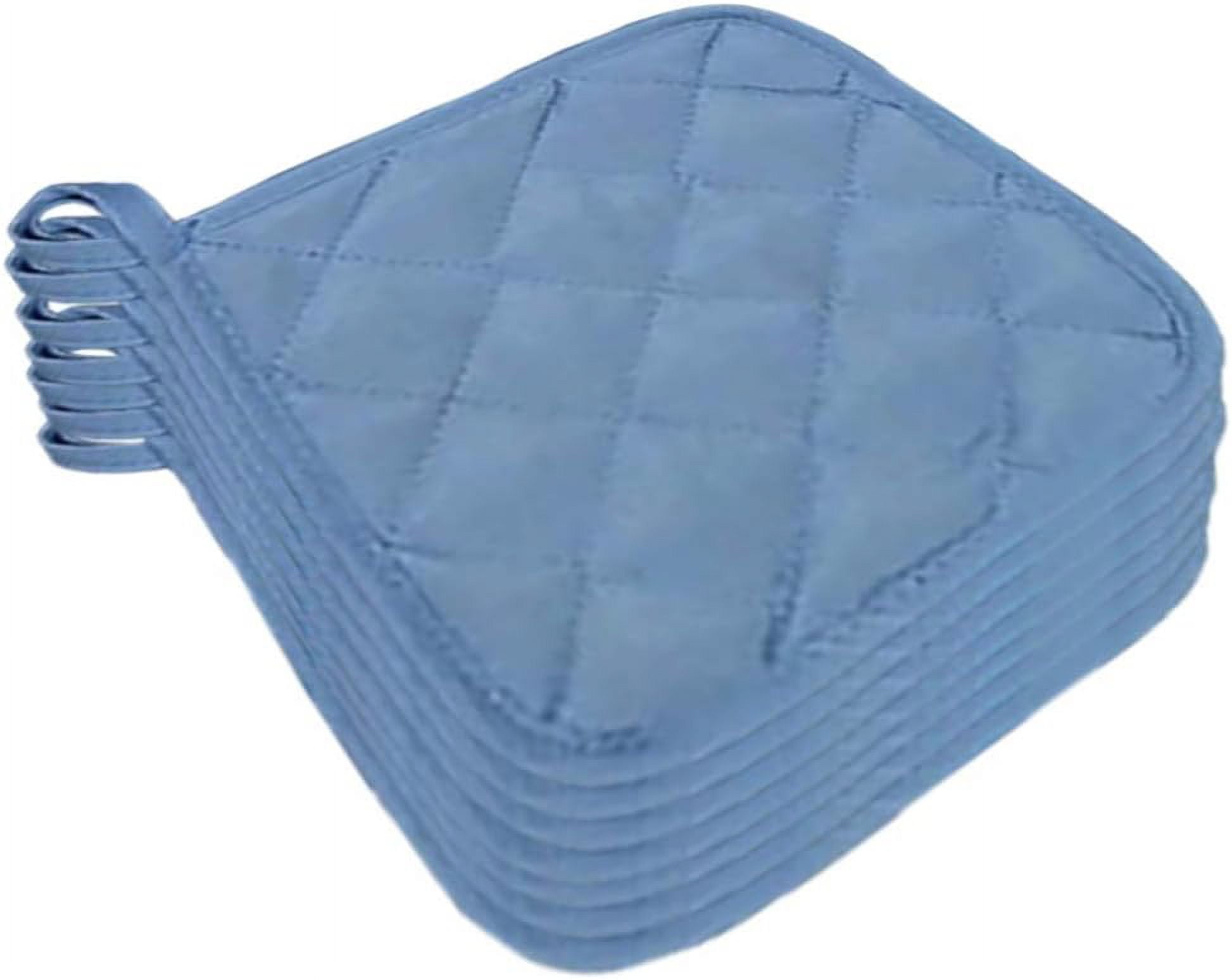 5Pcs Kitchen Pot Holders Set Heat Resistant Pure Cotton Potholders Kit Trivets Large Coasters Hot Pads Pot Holders for Everyday Cooking and Baking by 6.5 x 6.5 Inch Blue - Image 4