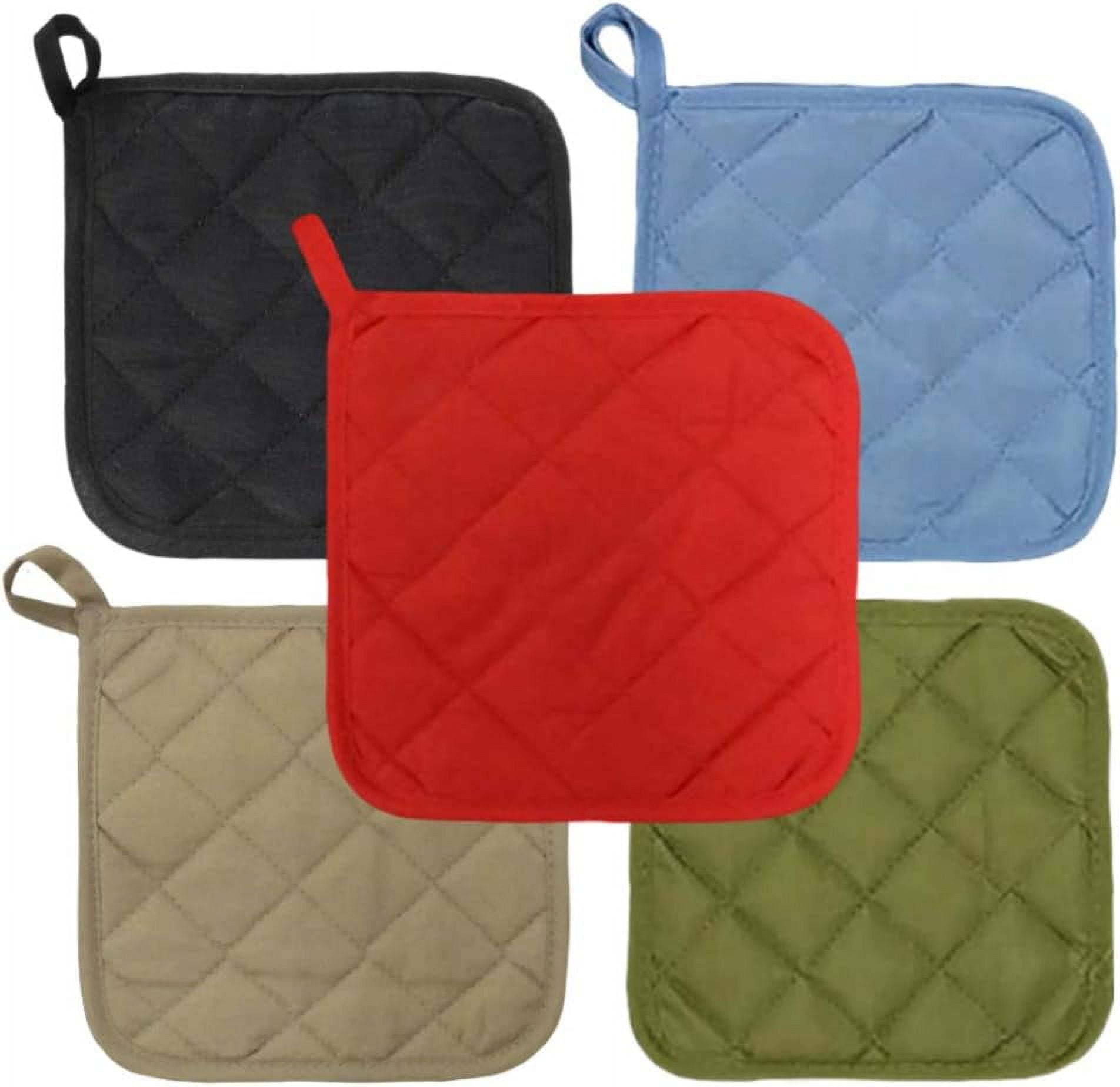 5Pcs Kitchen Pot Holders Set Heat Resistant Pure Cotton Potholders Kit Trivets Large Coasters Hot Pads Pot Holders for Everyday Cooking and Baking by 6.5 x 6.5 Inch Multicolor - Image 1