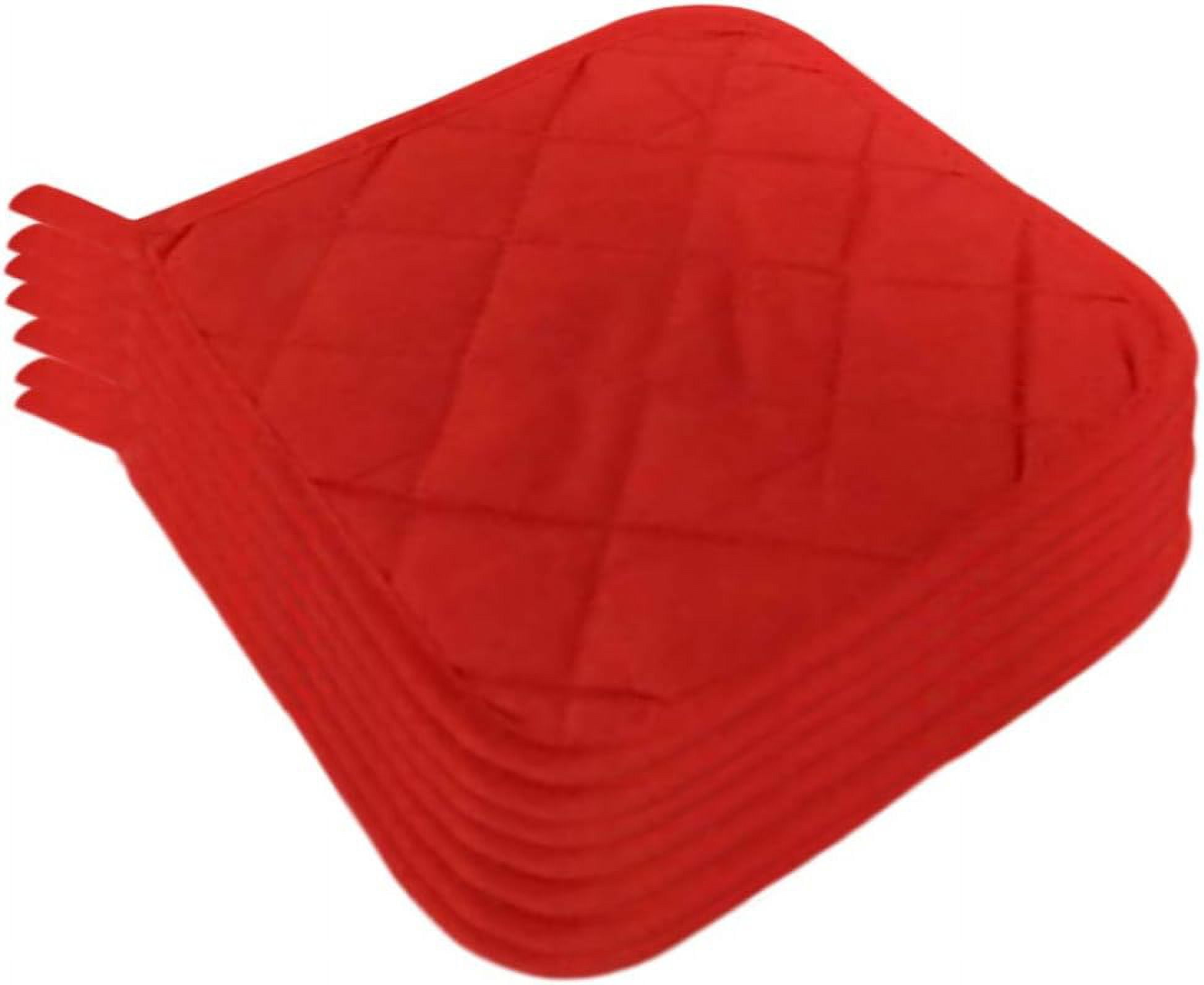 5Pcs Kitchen Pot Holders Set Heat Resistant Pure Cotton Potholders Kit Trivets Large Coasters Hot Pads Pot Holders for Everyday Cooking and Baking by 6.5 x 6.5 Inch Red - Image 4