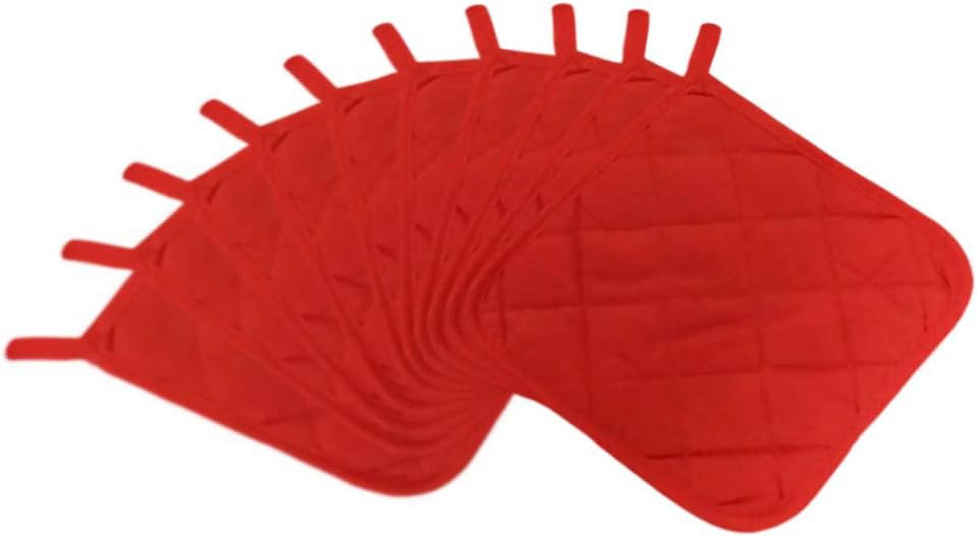 5Pcs Kitchen Pot Holders Set Heat Resistant Pure Cotton Potholders Kit Trivets Large Coasters Hot Pads Pot Holders for Everyday Cooking and Baking by 6.5 x 6.5 Inch Red - Image 5