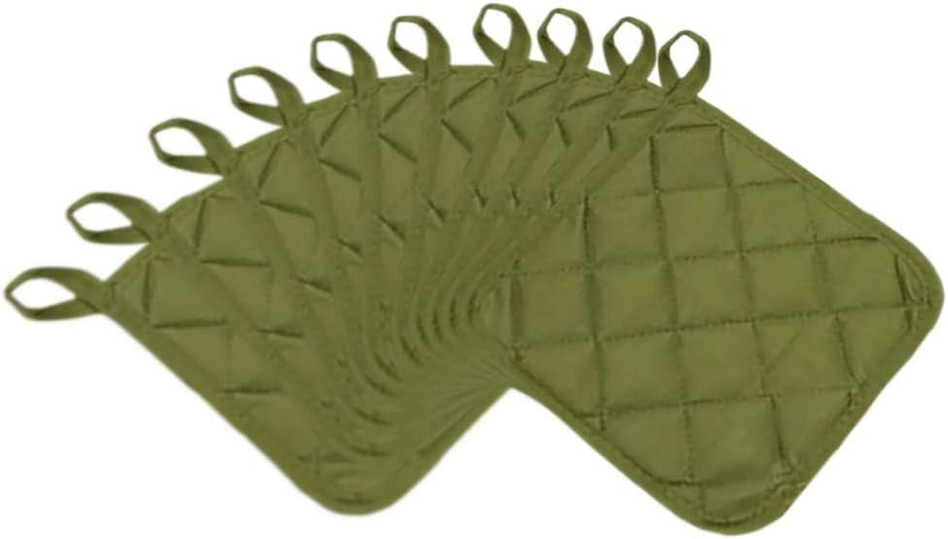5Pcs Kitchen Pot Holders Set Heat Resistant Pure Cotton Potholders Kit Trivets Large Coasters Hot Pads Pot Holders for Everyday Cooking and Baking by 6.5 x 6.5 Inch Sage - Image 5