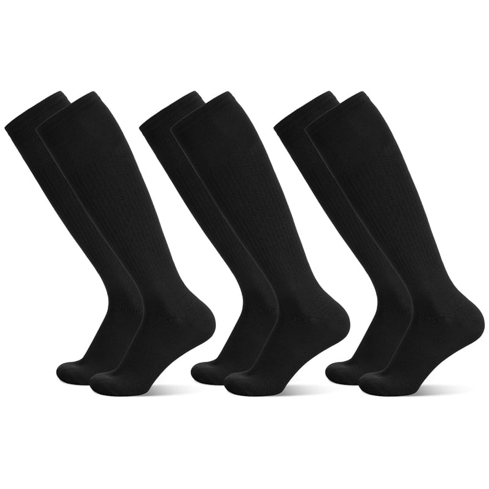 HEQUSIGNS 3 Pairs Kids Soccer Socks,Boys Girls Long Hockey Rugby Socks,Unisex Anti-slip Towel Bottom Football Socks for Children Aged 4-13 to Playing Sports Black - Image 1