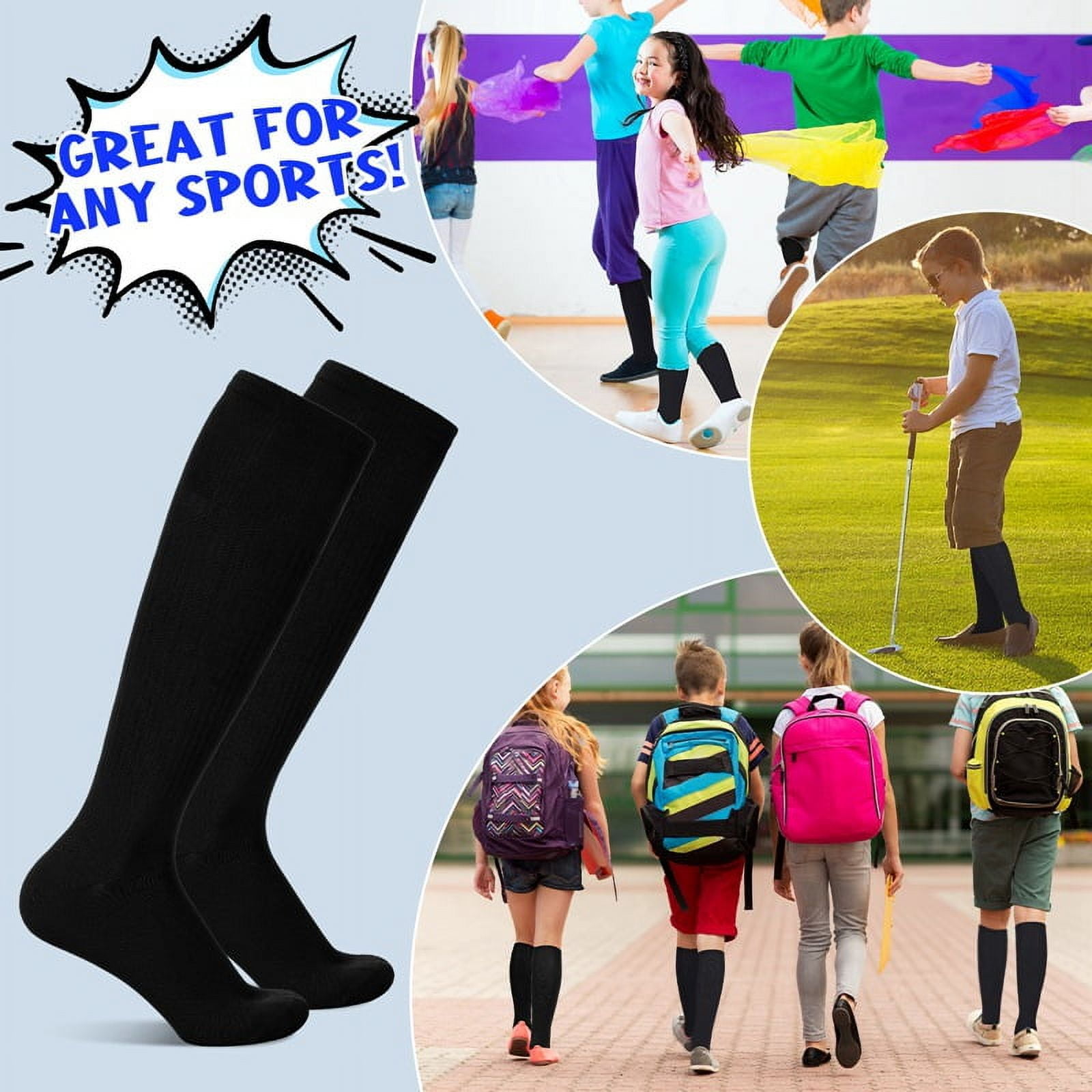 HEQUSIGNS 3 Pairs Kids Soccer Socks,Boys Girls Long Hockey Rugby Socks,Unisex Anti-slip Towel Bottom Football Socks for Children Aged 4-13 to Playing Sports Black - Image 5