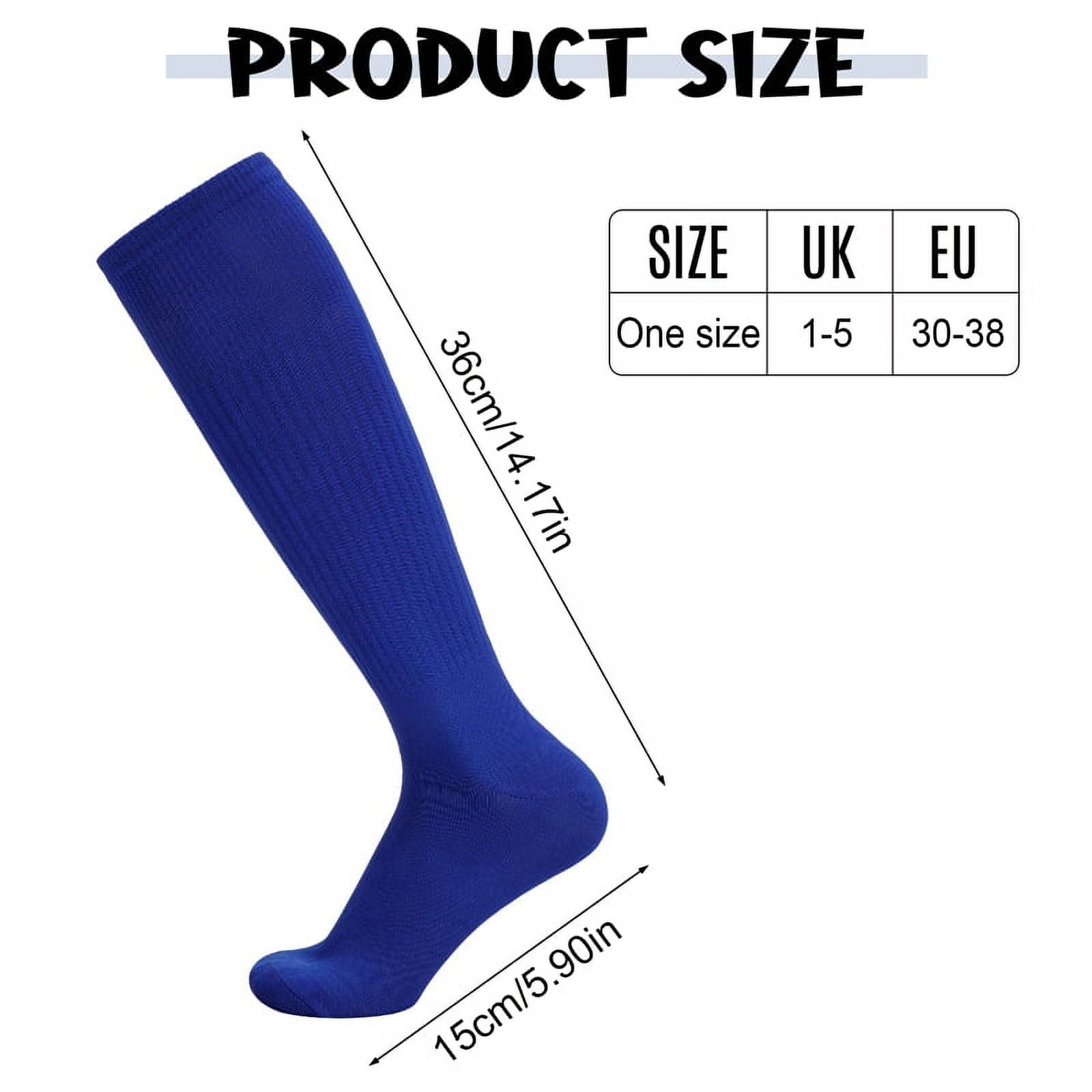 HEQUSIGNS 3 Pairs Kids Soccer Socks,Boys Girls Long Hockey Rugby Socks,Unisex Anti-slip Towel Bottom Football Socks for Children Aged 4-13 to Playing Sports Black+Blue+White - Image 7