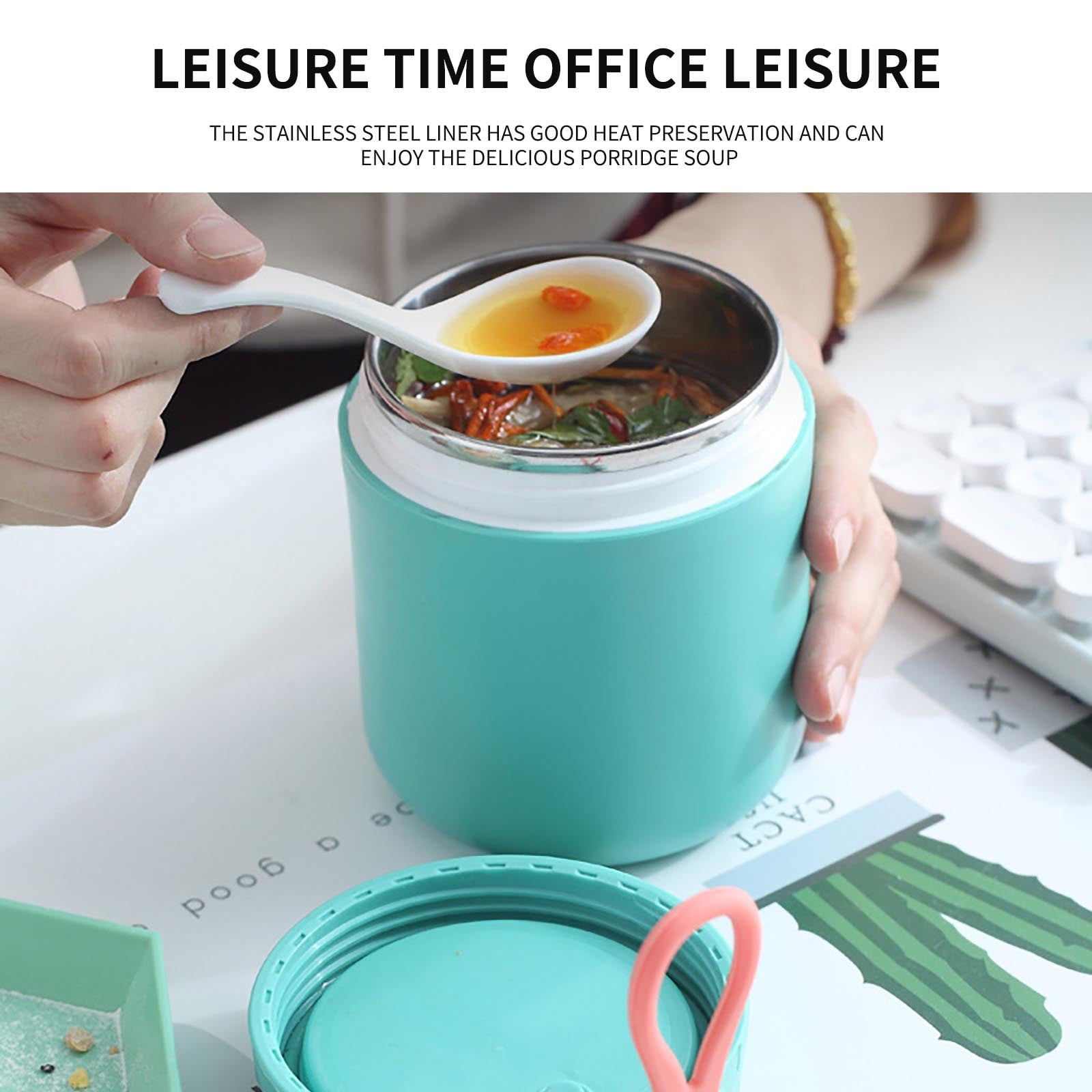 Aufmer Food Warm Thermal Leakproof Vacuum Stainless Reusable Lunch Box Green - Image 8