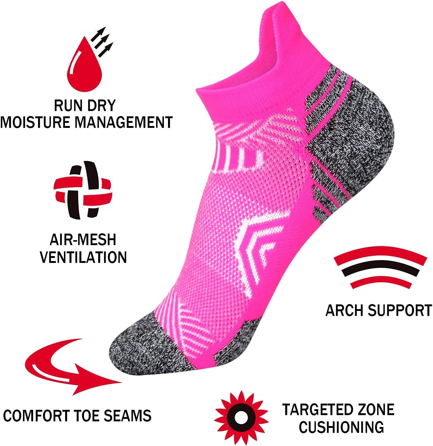 Tsoduce 5 Pairs Athletic Ankle Womens Socks Running Compression Socks for Women Cozy Low Cut Performance Soft Tab Socks Mix Color 2 - Image 4